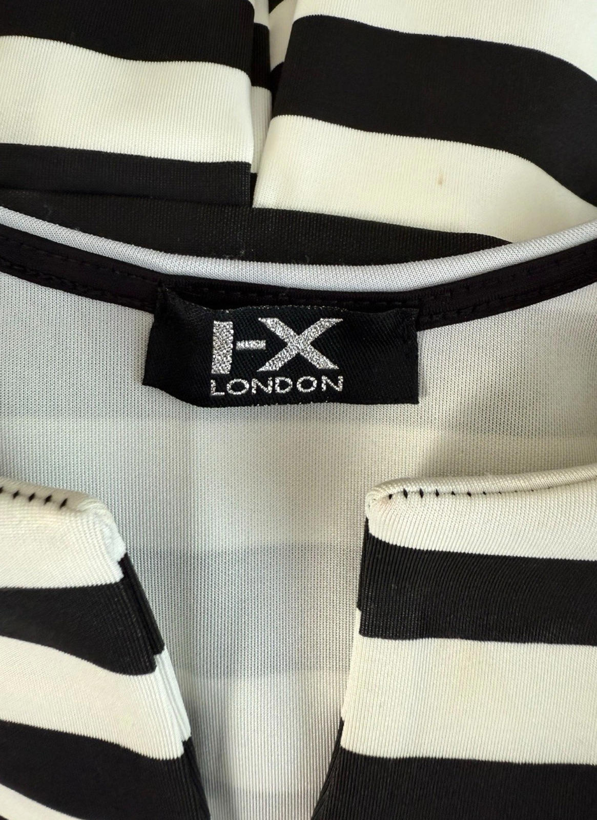 I-X London Striped Dress Women’s UK Size 12 Fit & Flare Sleeveless Pleated Skirt