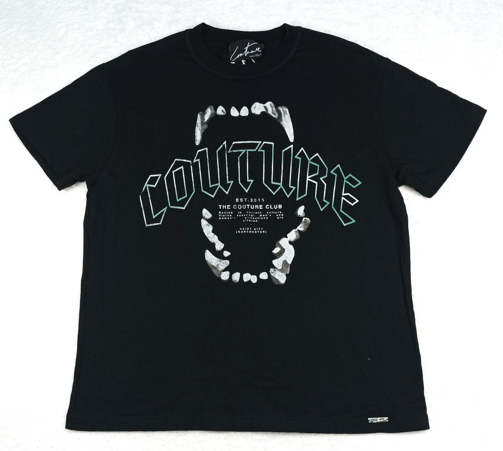 The Couture Club T-Shirt Men's UK Size S Black Crew Neck Graphic Print