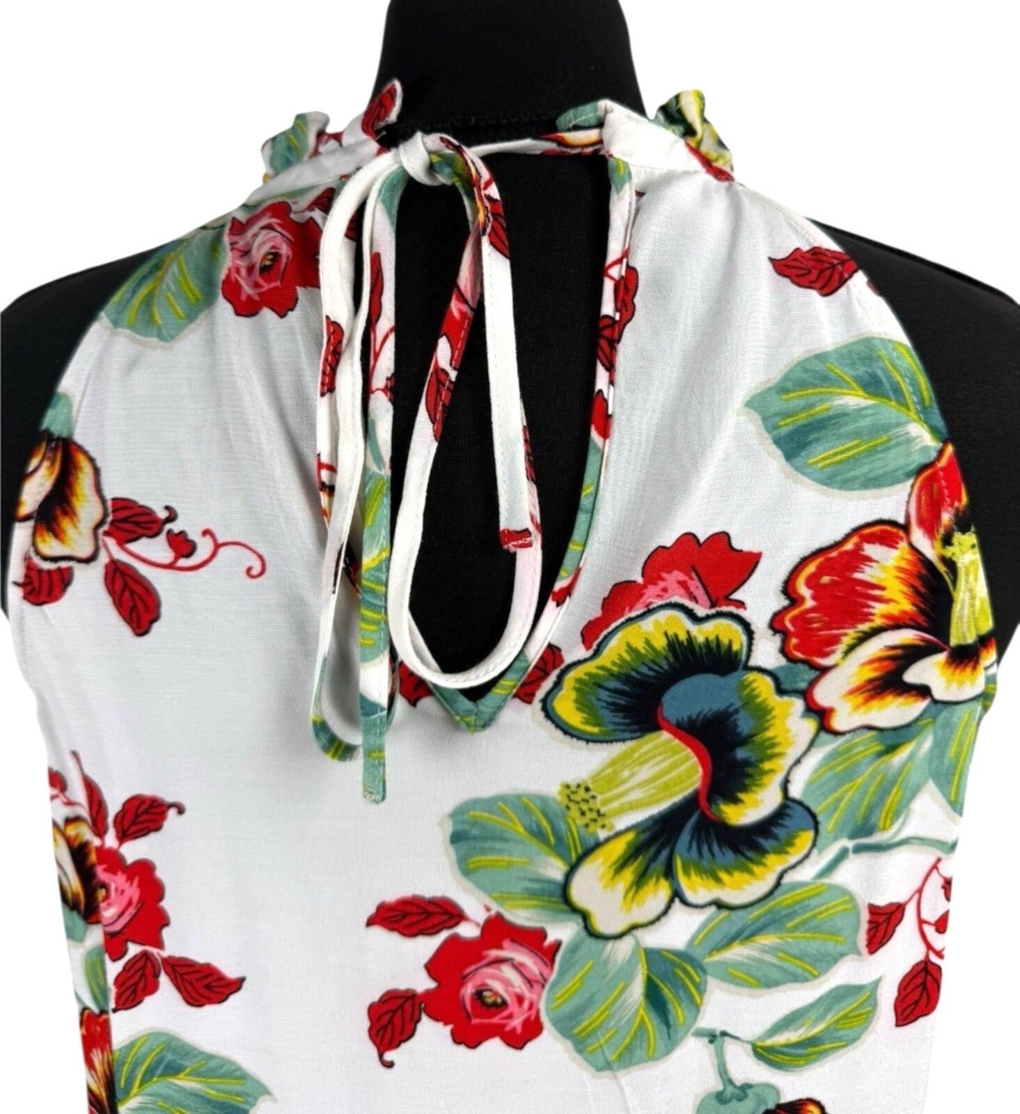Warehouse Sleeveless Blouse Floral Women’s UK Size 10 White Multicolour