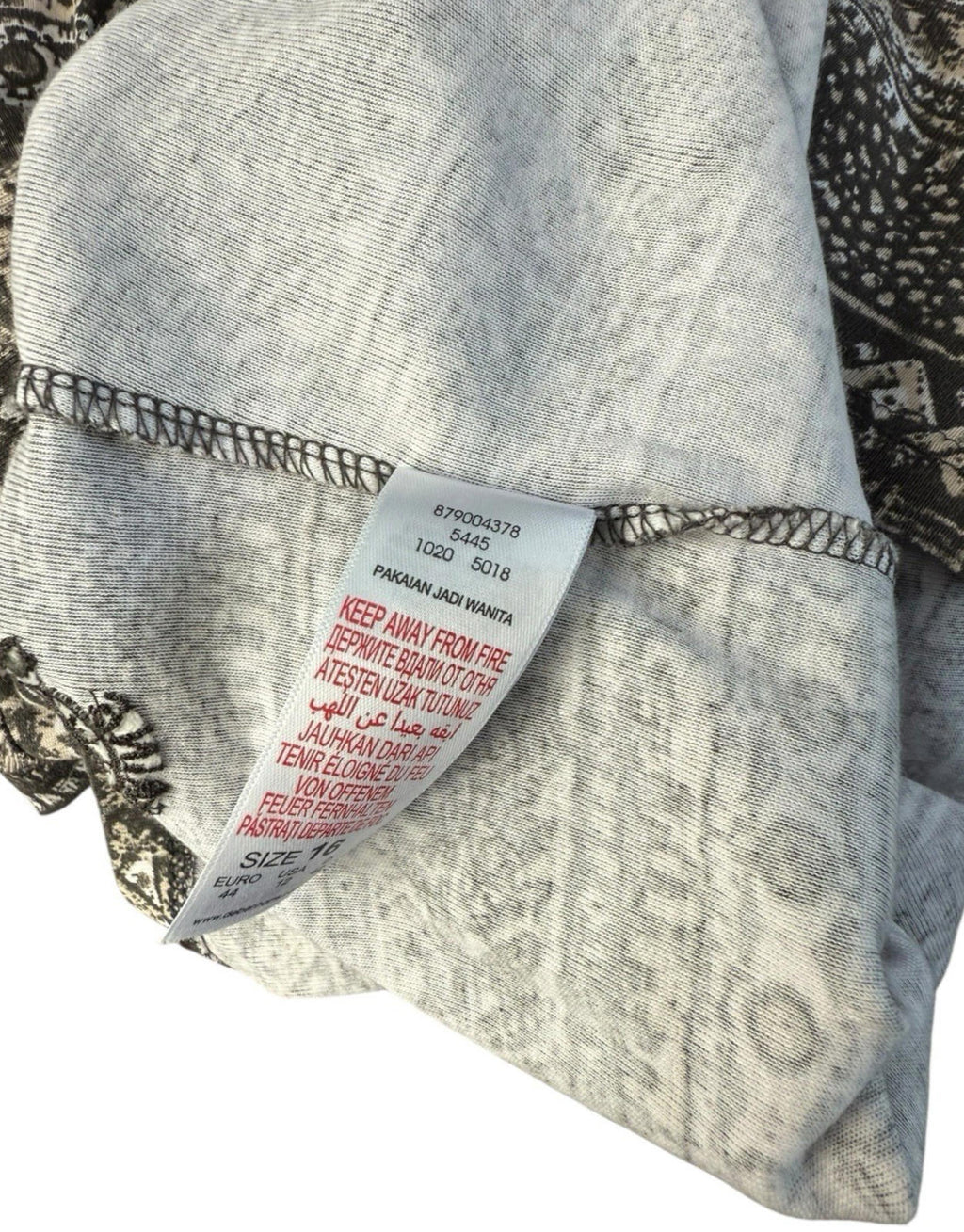 Maine Brown Patterned Tshirt Top Short Sleeve Round Neck Women’s UK Size 16