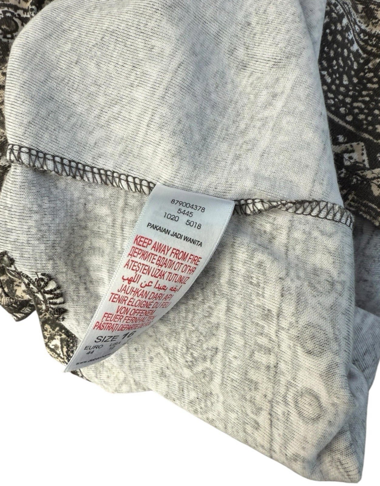 Maine Brown Patterned Tshirt Top Short Sleeve Round Neck Women’s UK Size 16