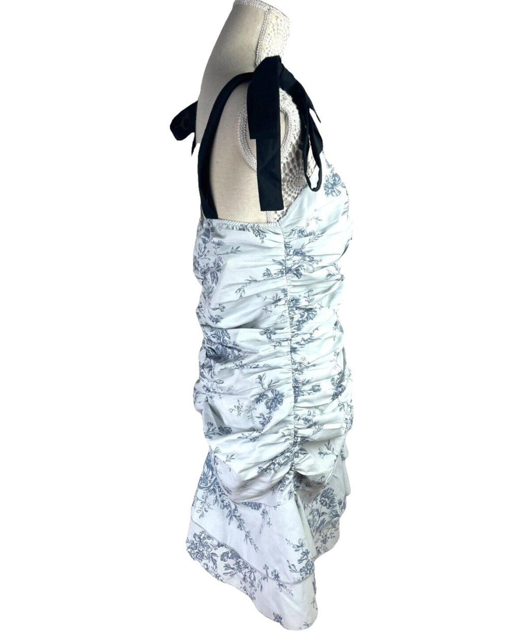 Pretty Little Thing Pale Blue Corset Mini Dress Ruffles Women’s UK Size 16