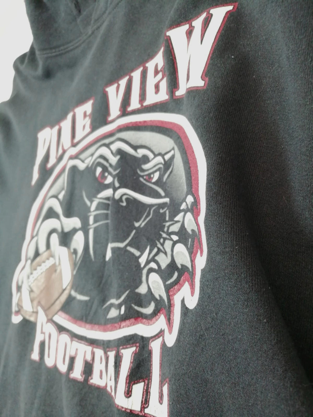Pine View Football USA Hoodie Men's Size XL Black Jersey Hooded Pockets Sports