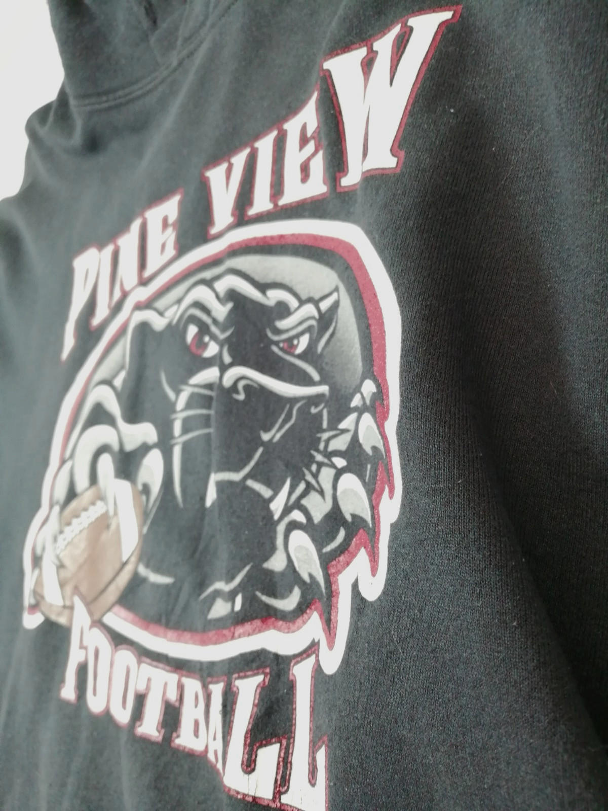 Pine View Football USA Hoodie Men's Size XL Black Jersey Hooded Pockets Sports