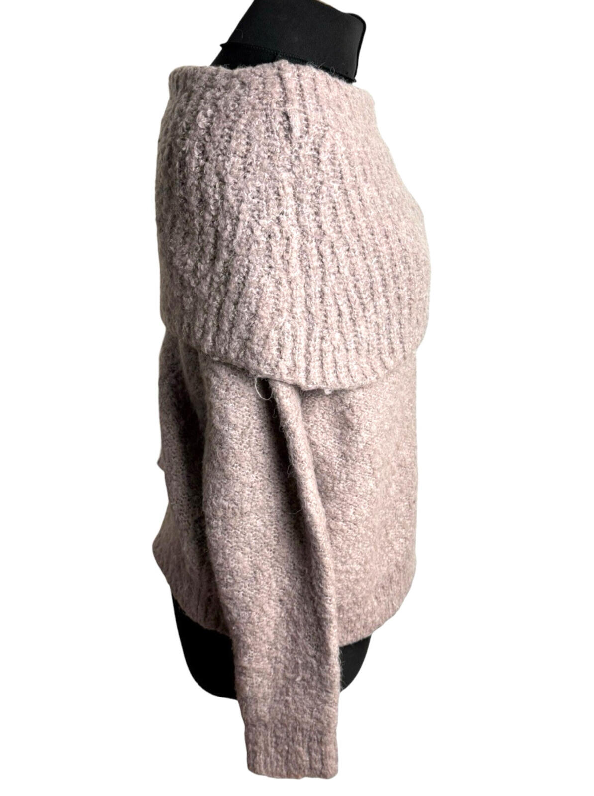 Papaya Off Shoulder Jumper Women’s UK Size M Wool Effect 3/4 Sleeve Dusky Pink