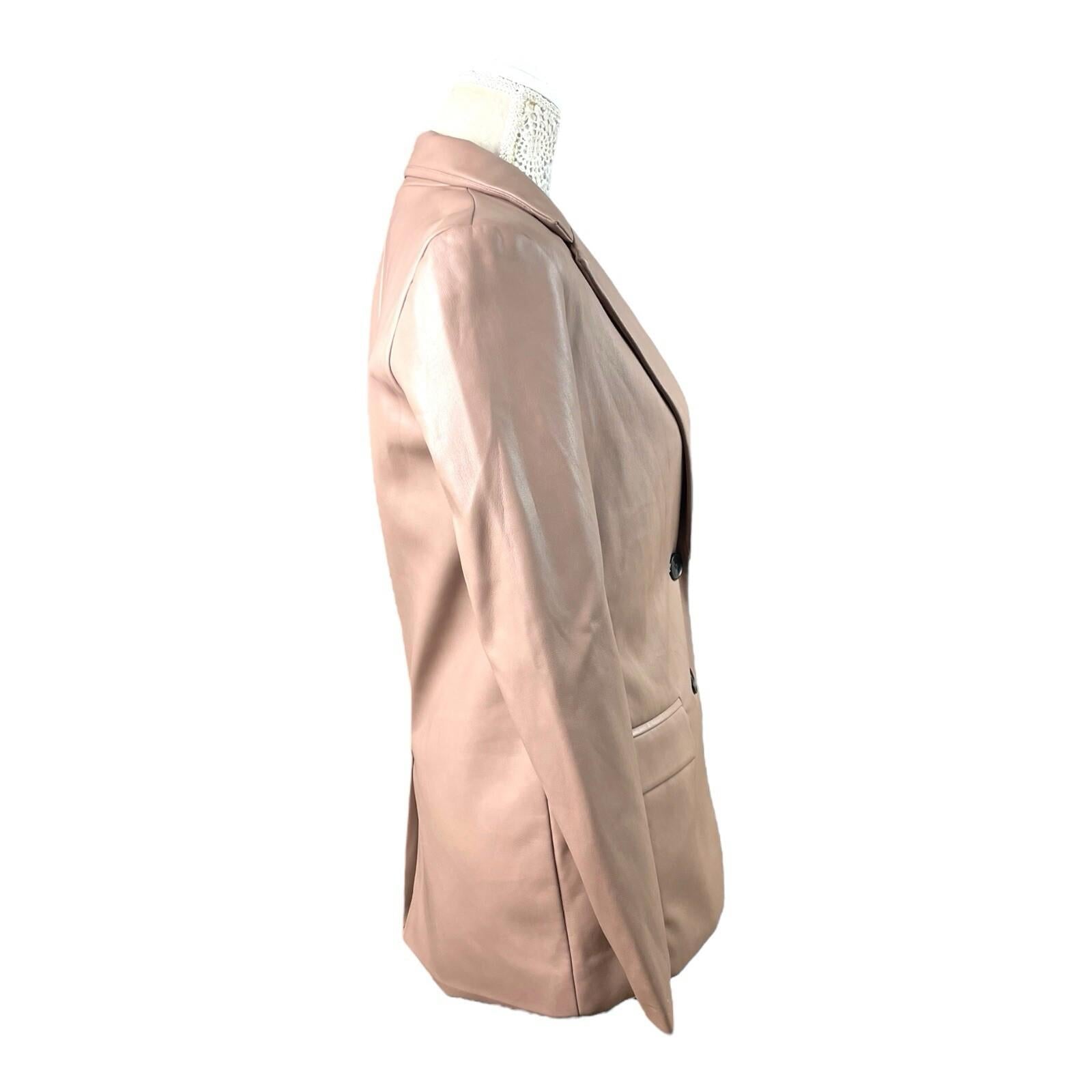 Primark Nude Faux Leather Blazer Jacket Collared Women’s UK Size 6