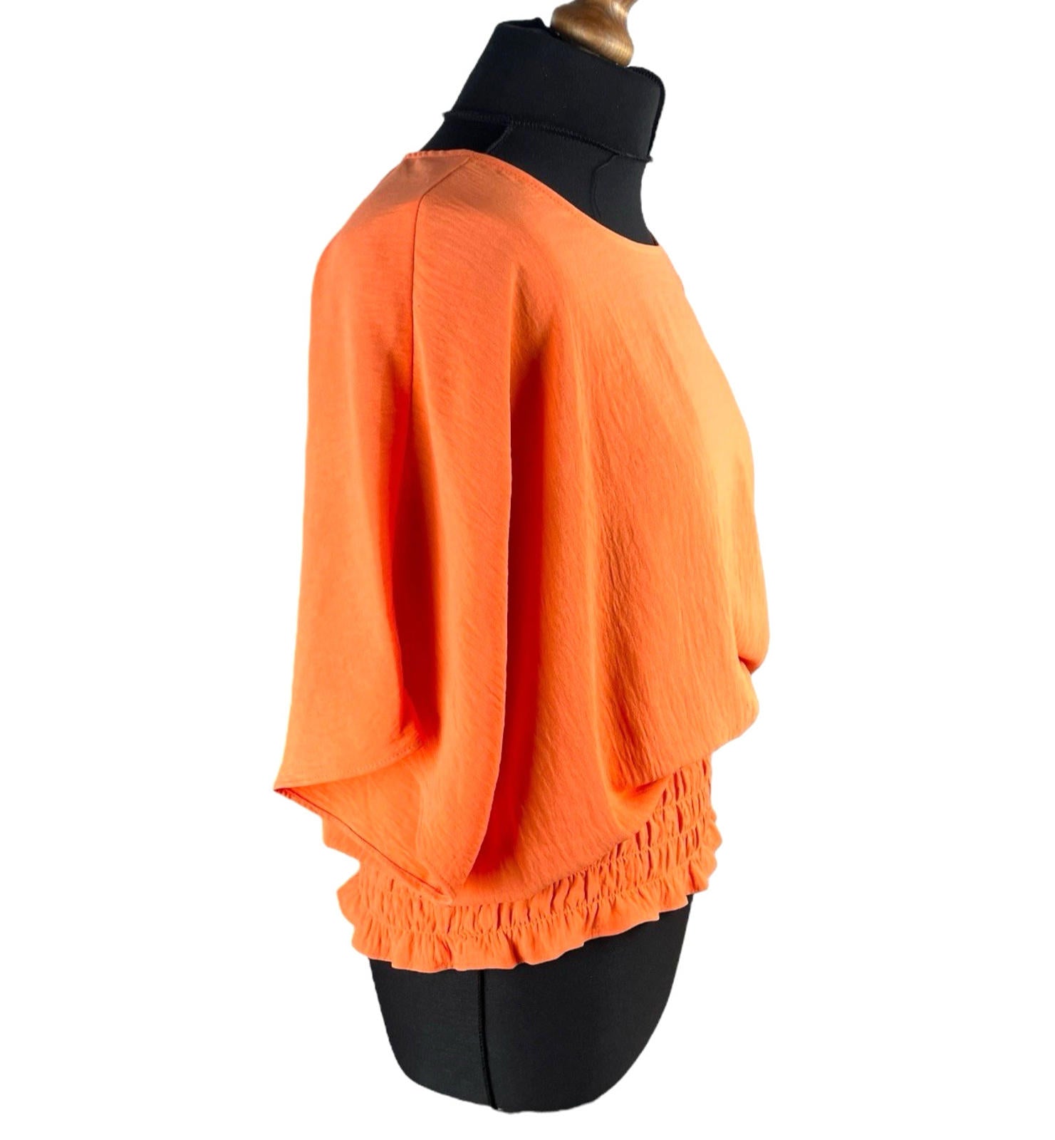 Emreco Orange Peplum Blouse Summer Top Elastic Waistband Women’s UK Size 10