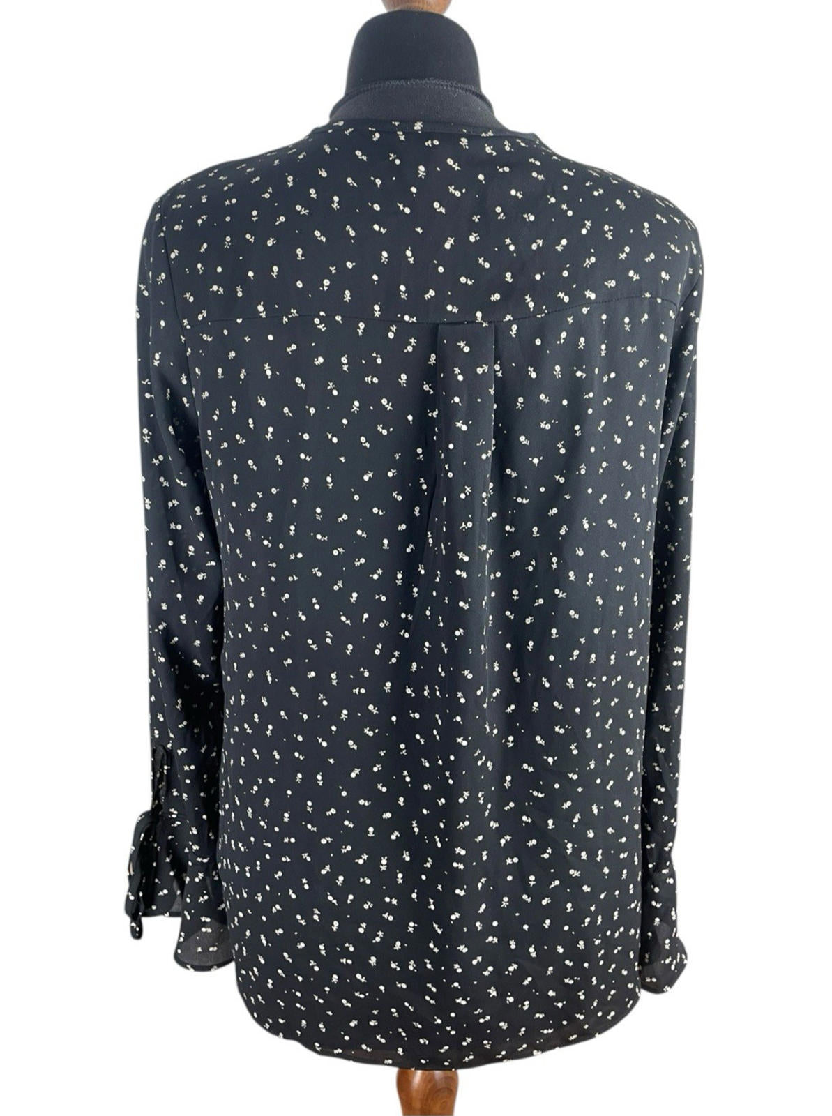 Lumiere Black Floral Blouse Long Sleeve Women’s UK Size S