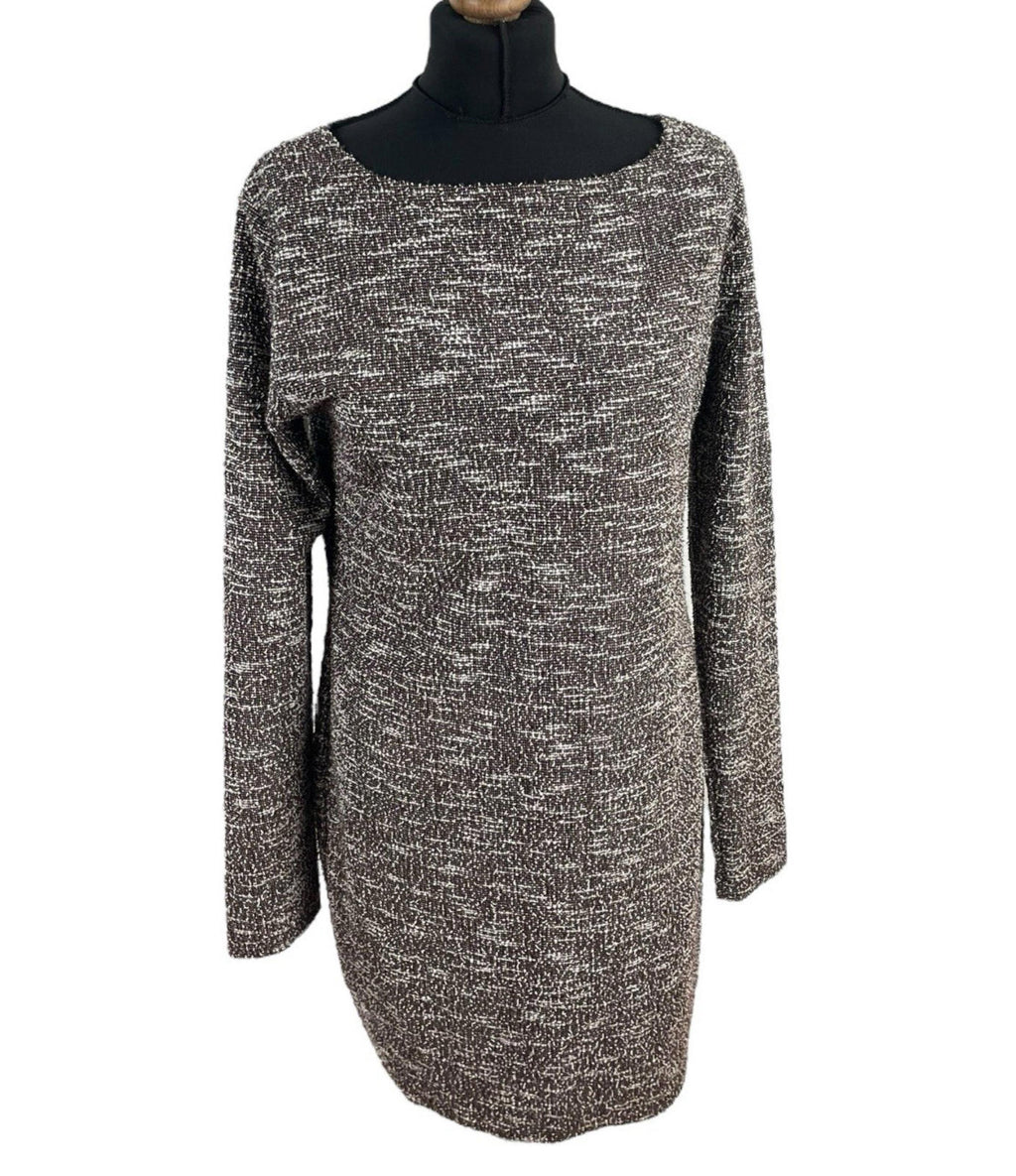 Brown Textured Mini Dress Pencil Long Sleeve Women’s UK Size 16