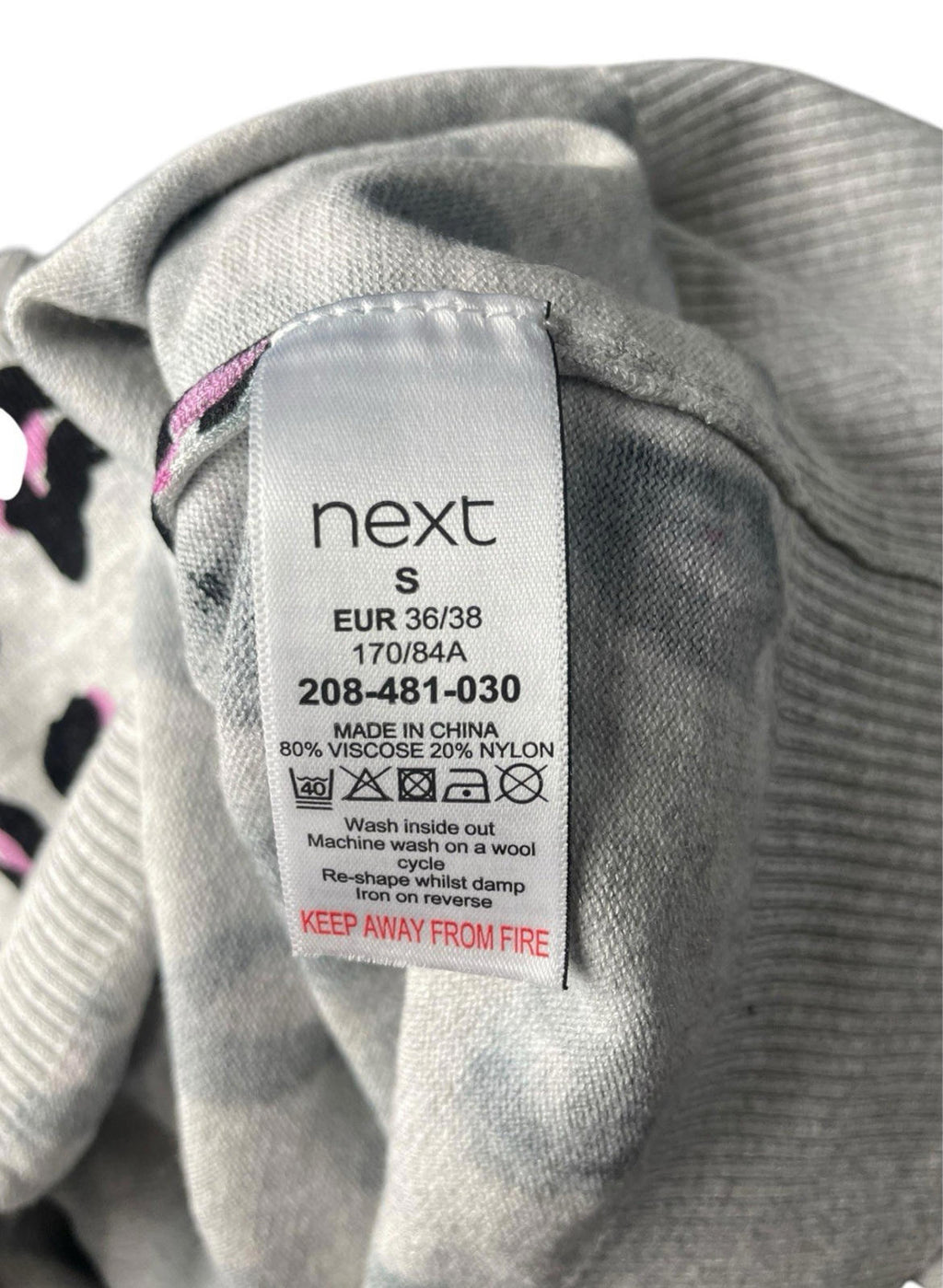 Next Leopard Print Tight Knit Jumper Vest Women’s UK Size 8 Grey Black & Pink