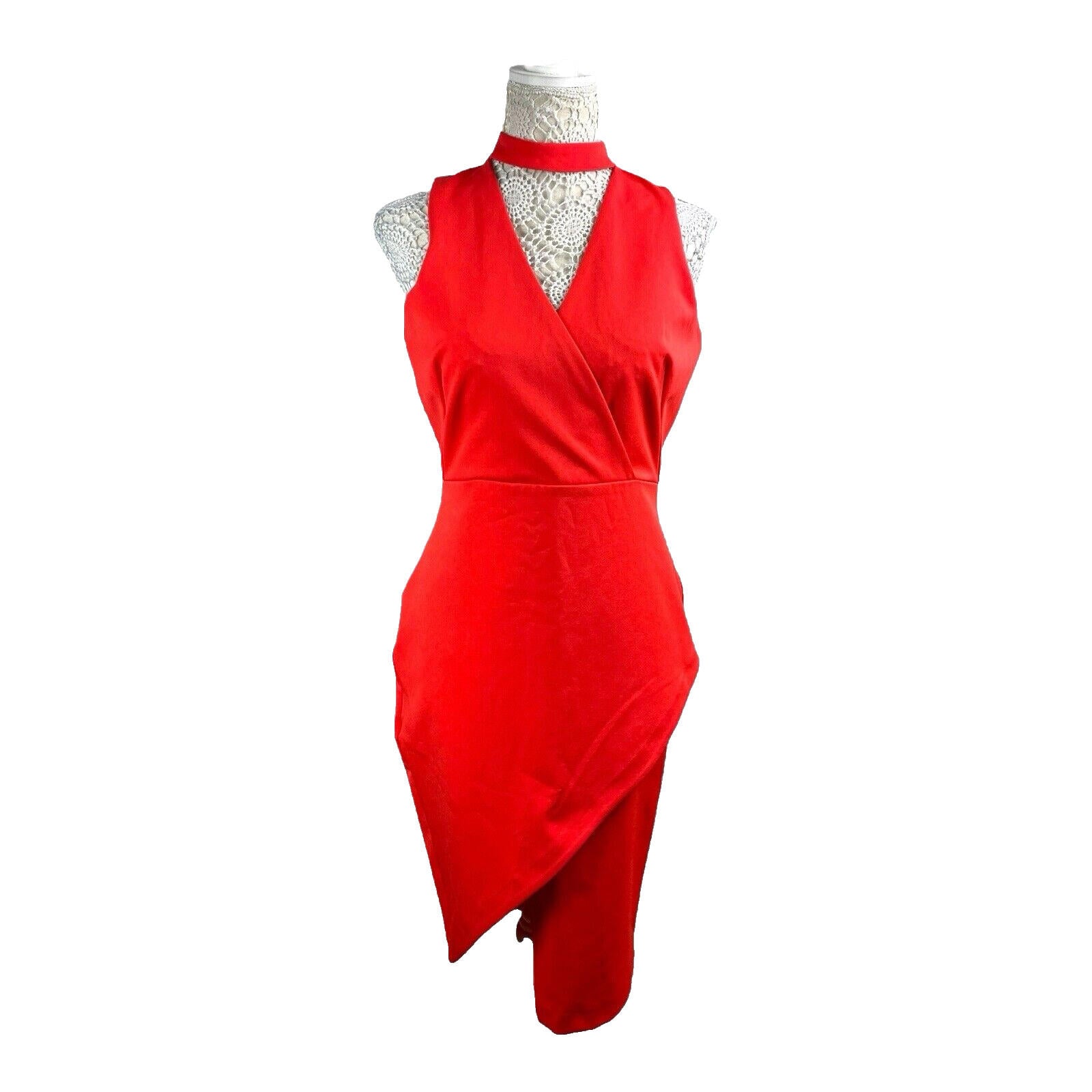 River Island Bright Red Midi Dress Collared Women’s UK Size 12
