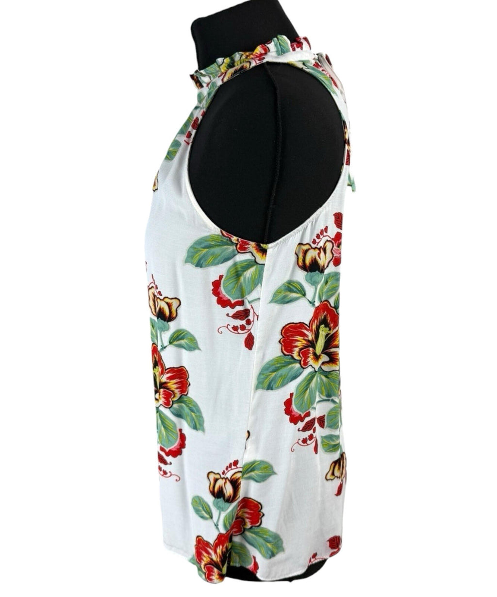 Warehouse Sleeveless Blouse Floral Women’s UK Size 10 White Multicolour