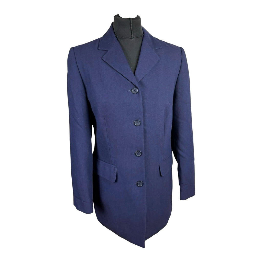 Essentials Blazer Jacket Women’s UK Size 12 Mid Length Navy Blue Collared