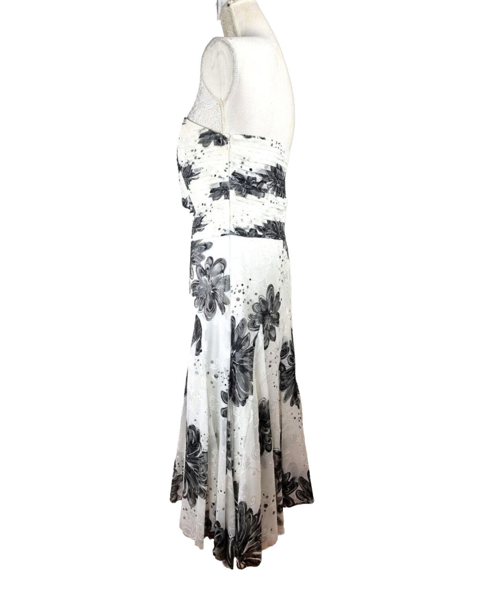 SF Collection Cocktail Dress Women's UK Size 12 Floral Chiffon Satin Layered