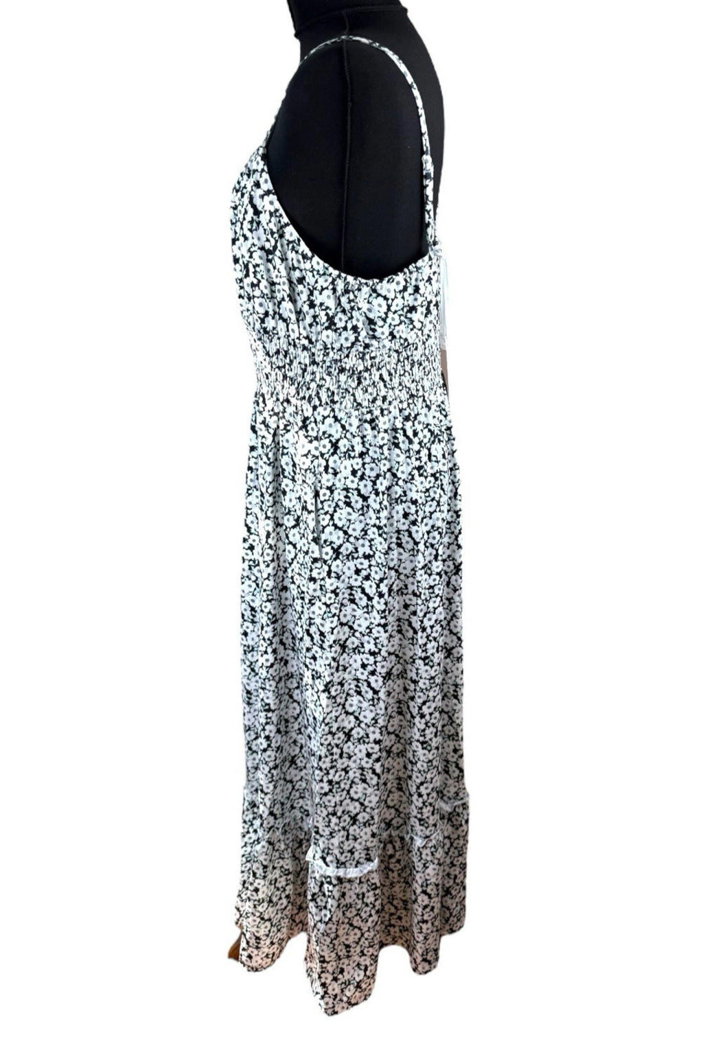 Grace Karin Floral Maxi Dress Women’s UK Size 2XL Smocked Summer Spaghetti Strap