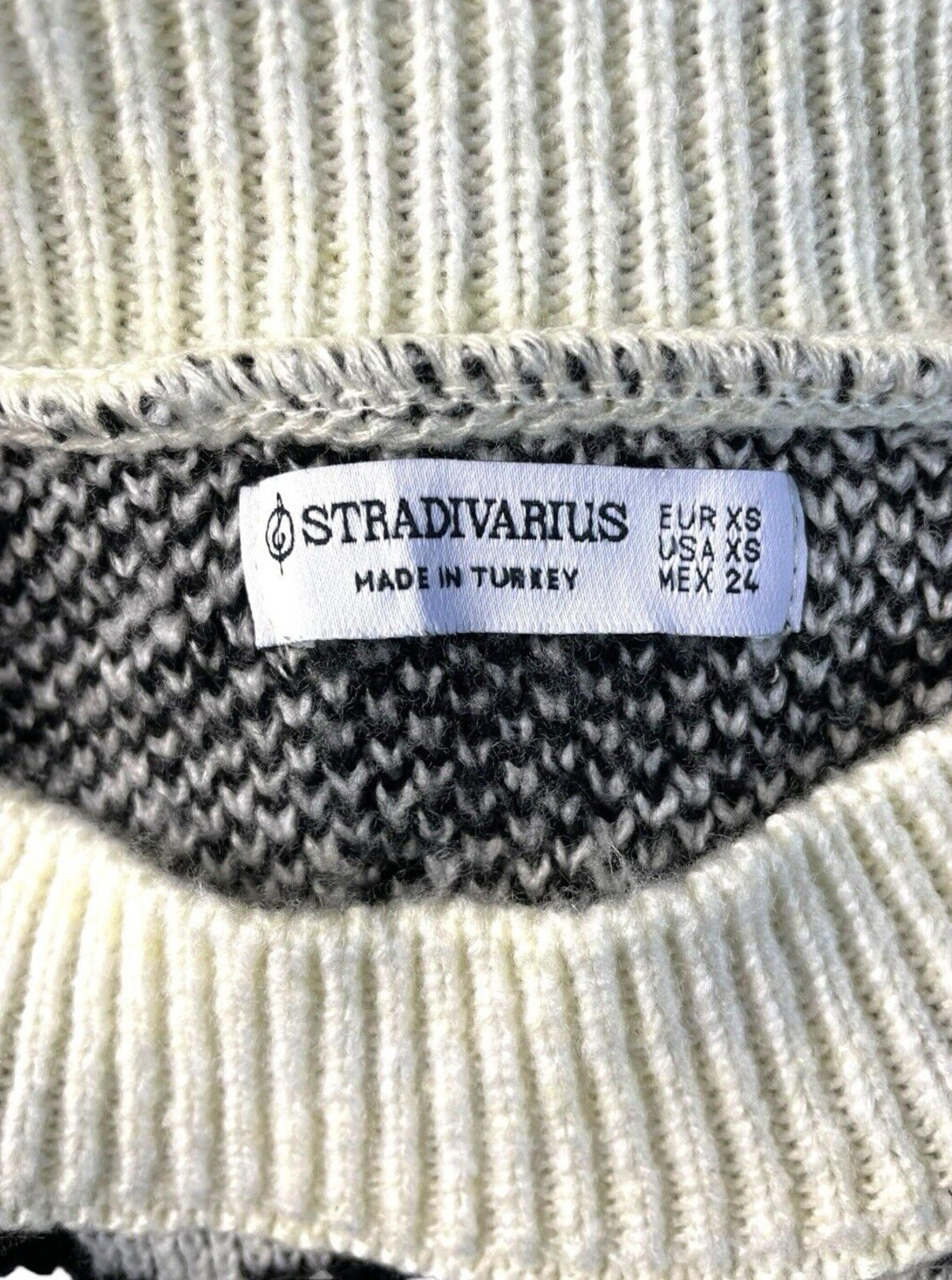 Stradivarius Black & White Houndstooth Jumper Relaxed Fit Women’s UK Size XS