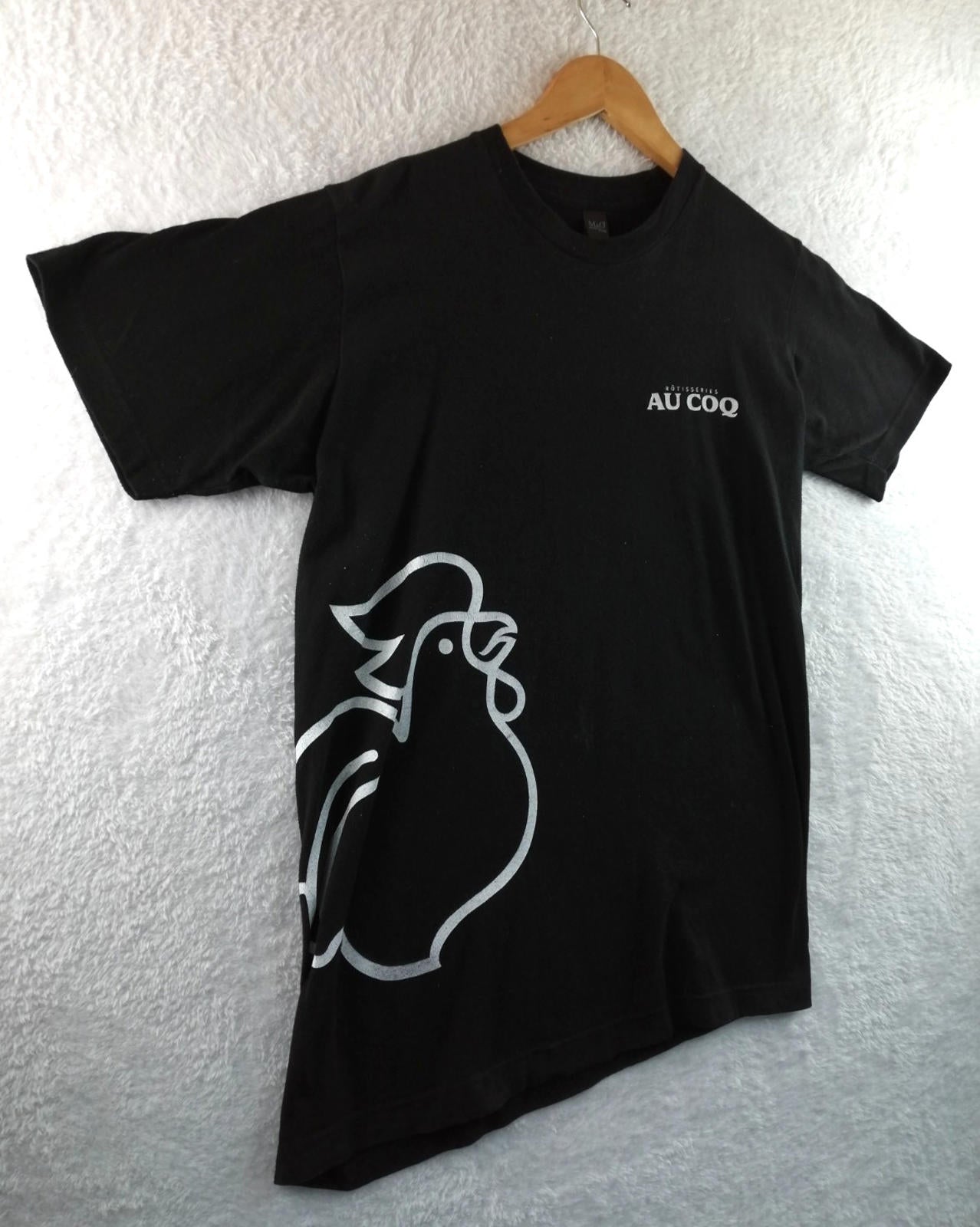 Chicken Graphic Print T-Shirt Men's Size M Black Crew Neck 100% Preshrunk Cotton