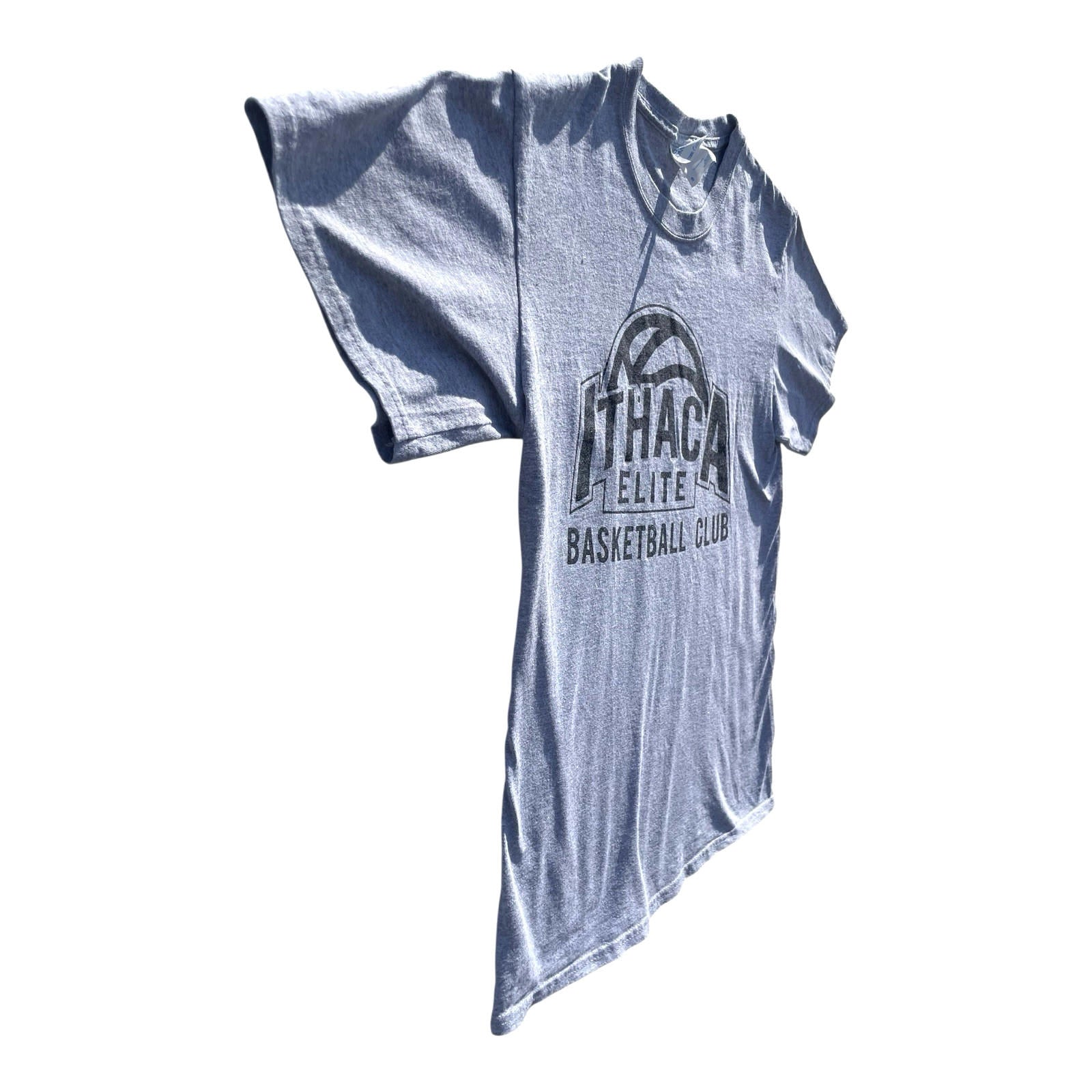 Ithaca Elite Basketball Club T-Shirt Men's Size S Grey Crew Neck Graphic Print
