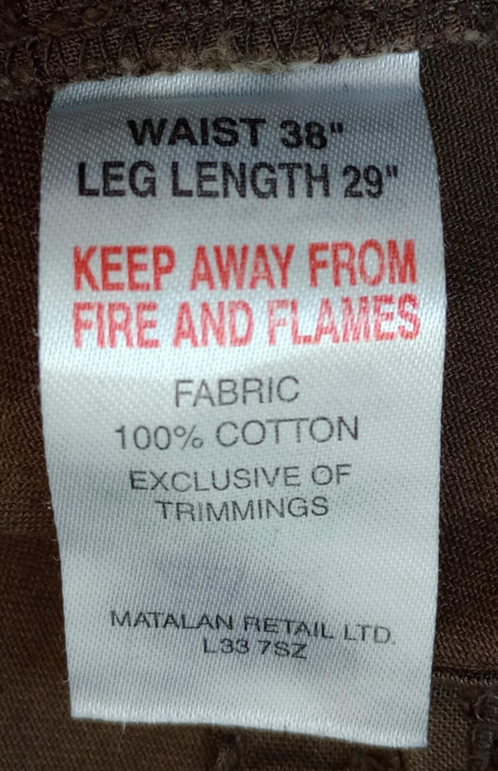 Easy Cargo Trousers Men's UK Size W38 L29 Brown 6 Pocket Design 100% Cotton