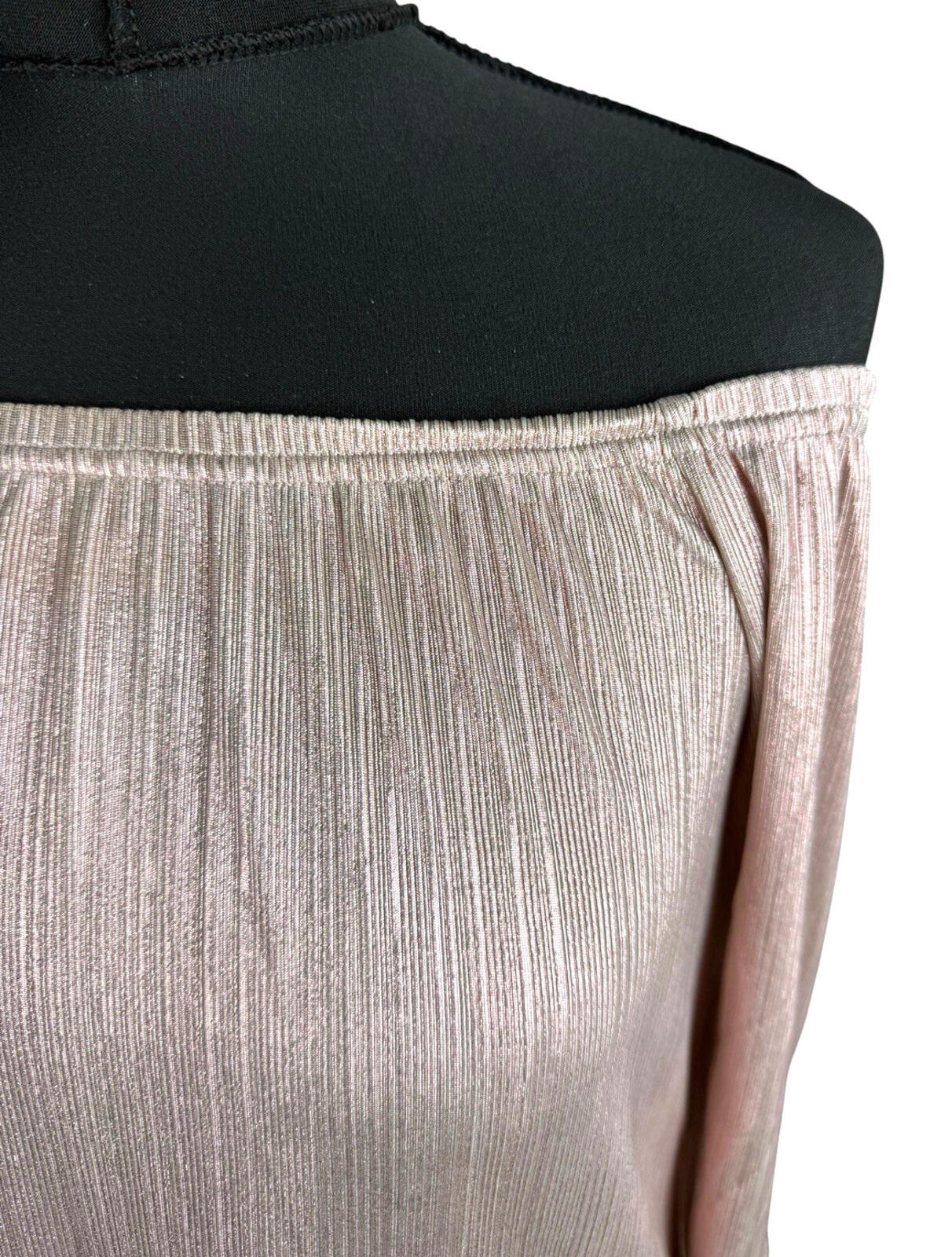 New Look Metallic Top Women’s UK Size 10 Off Shoulder 3/4 Sleeve Rose Gold