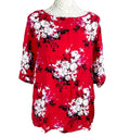 Bon Marche Blouse Women's UK Size 18 Red Floral 3/4 Sleeve Chiffon Summer Top