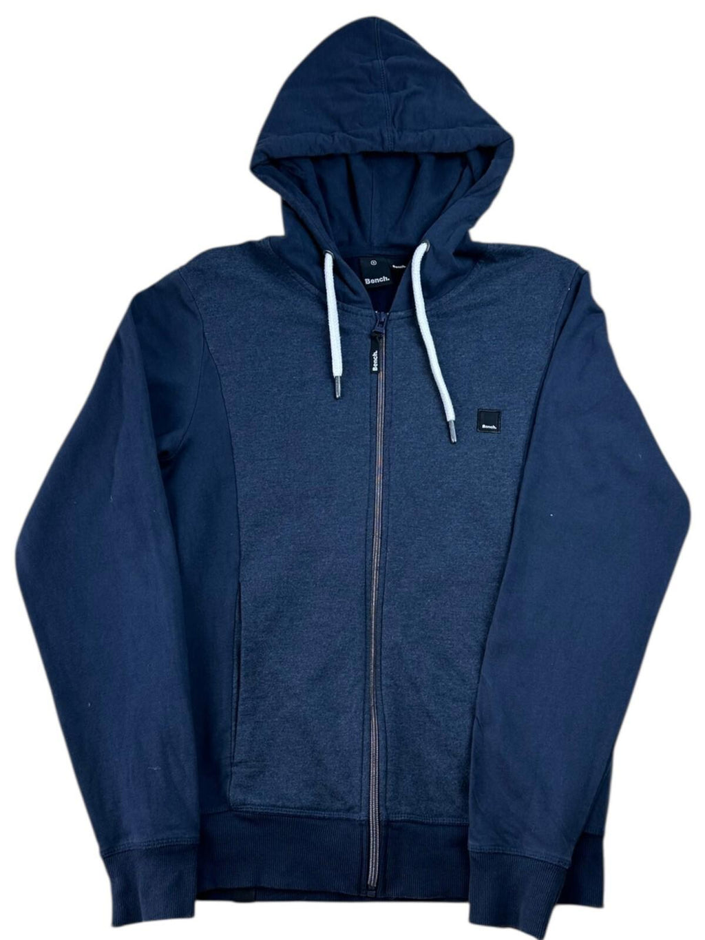 Bench Hooded Jacket Hoodie Men's UK Size S Blue 100% Cotton Logo Drawstring Hood