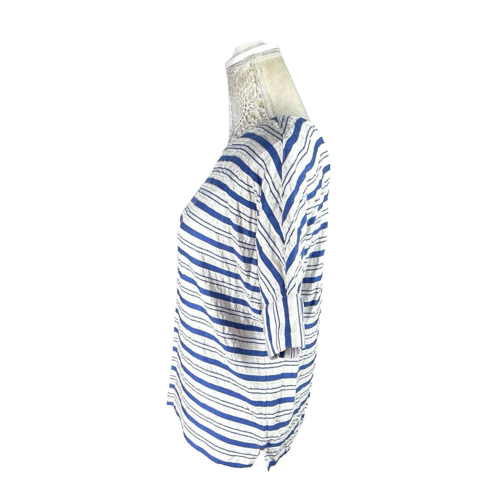 Marks & Spencer Stripe T-Shirt Top Women’s UK Size 10 Short Sleeve Linen Blend