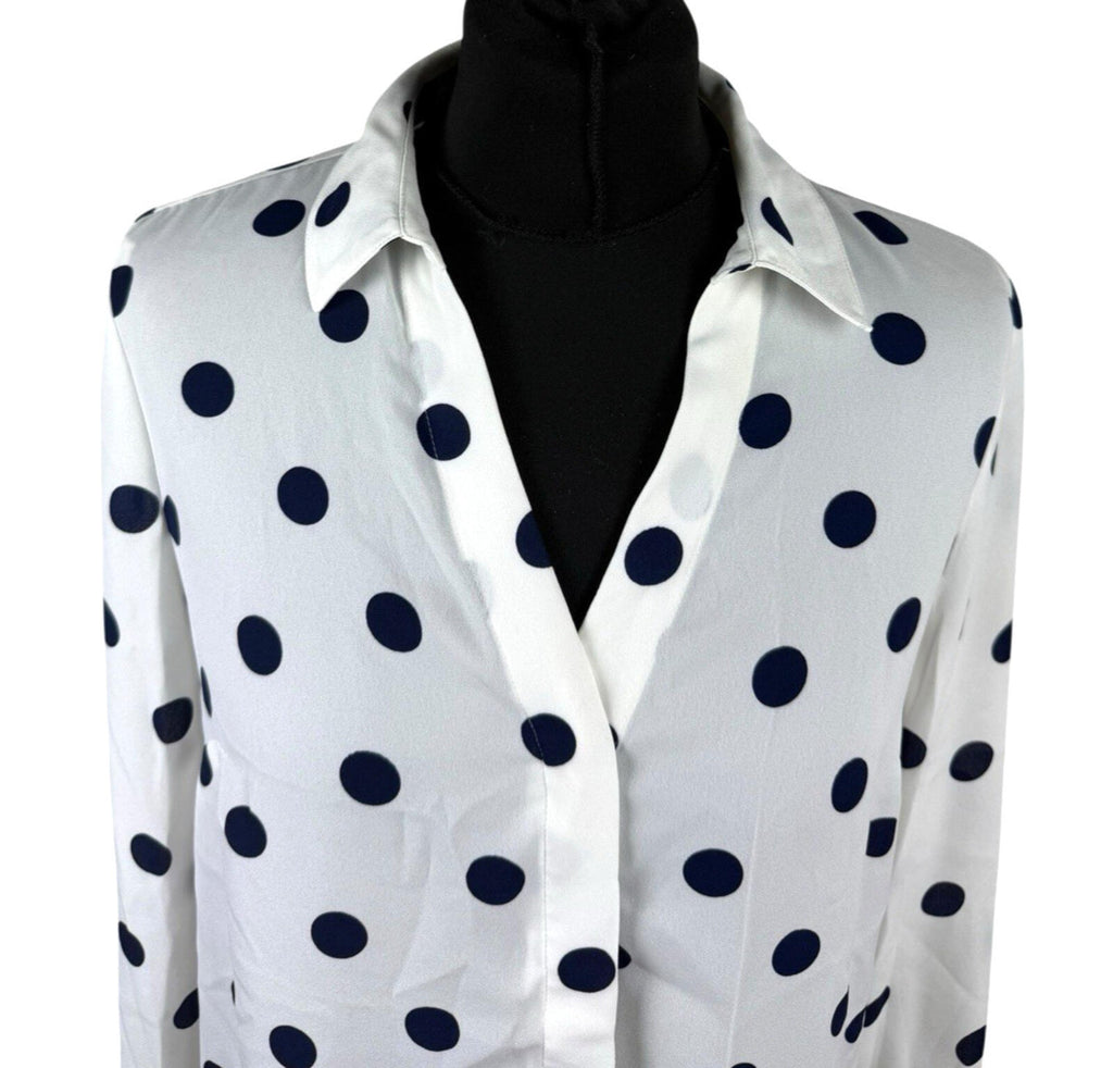 TU Polka Dot Shirt Blouse Women’s UK Size 10 Oversized Chiffon Button Up White