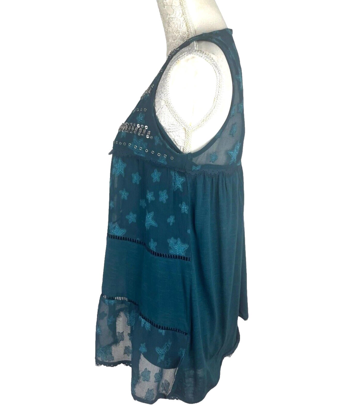 Next Starscene Tunic Top  Women's UK Size 10 Chiffon Layered Embezzled Sparkle
