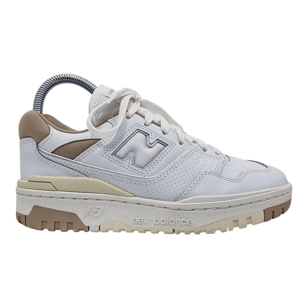 New Balance 550 Trainers Women's UK Size 4 White Tan Synthetic Leather