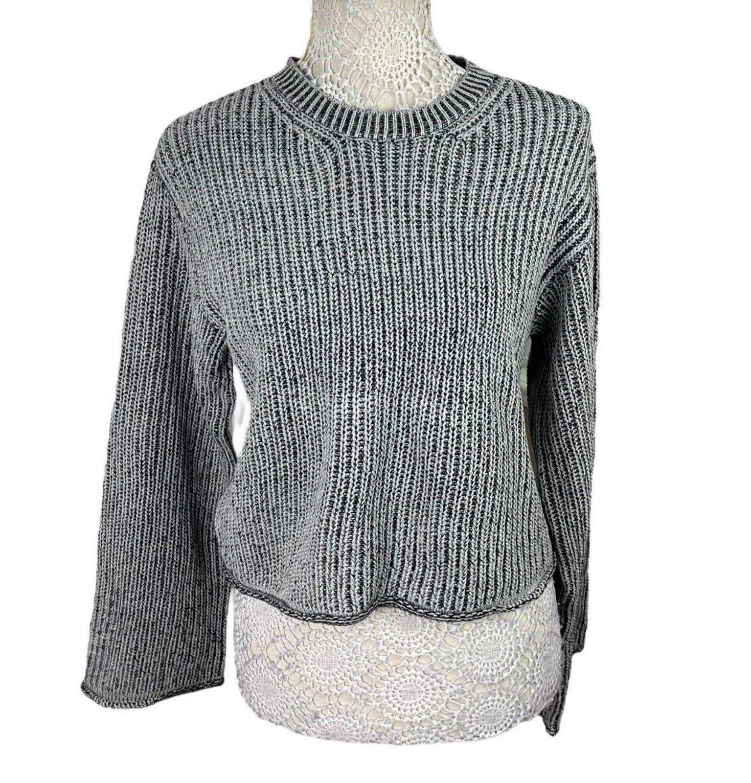 H&M Knit Jumper Grey Marl Long Sleeve Cropped Women’s UK Size XS