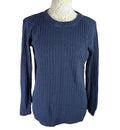 ME Navy Blue Knit Jumper Aaron Pattern Crew Neck Women’s UK Size L (12)