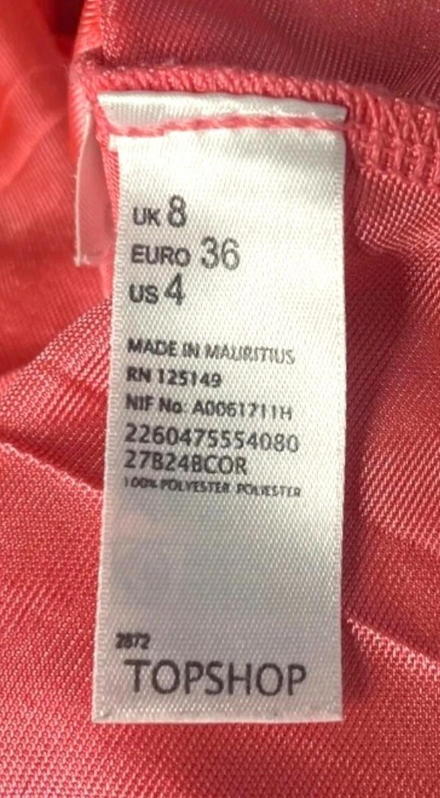 Top Shop Skirt High Low Pink Pleated Multi Length Women's UK Size 8