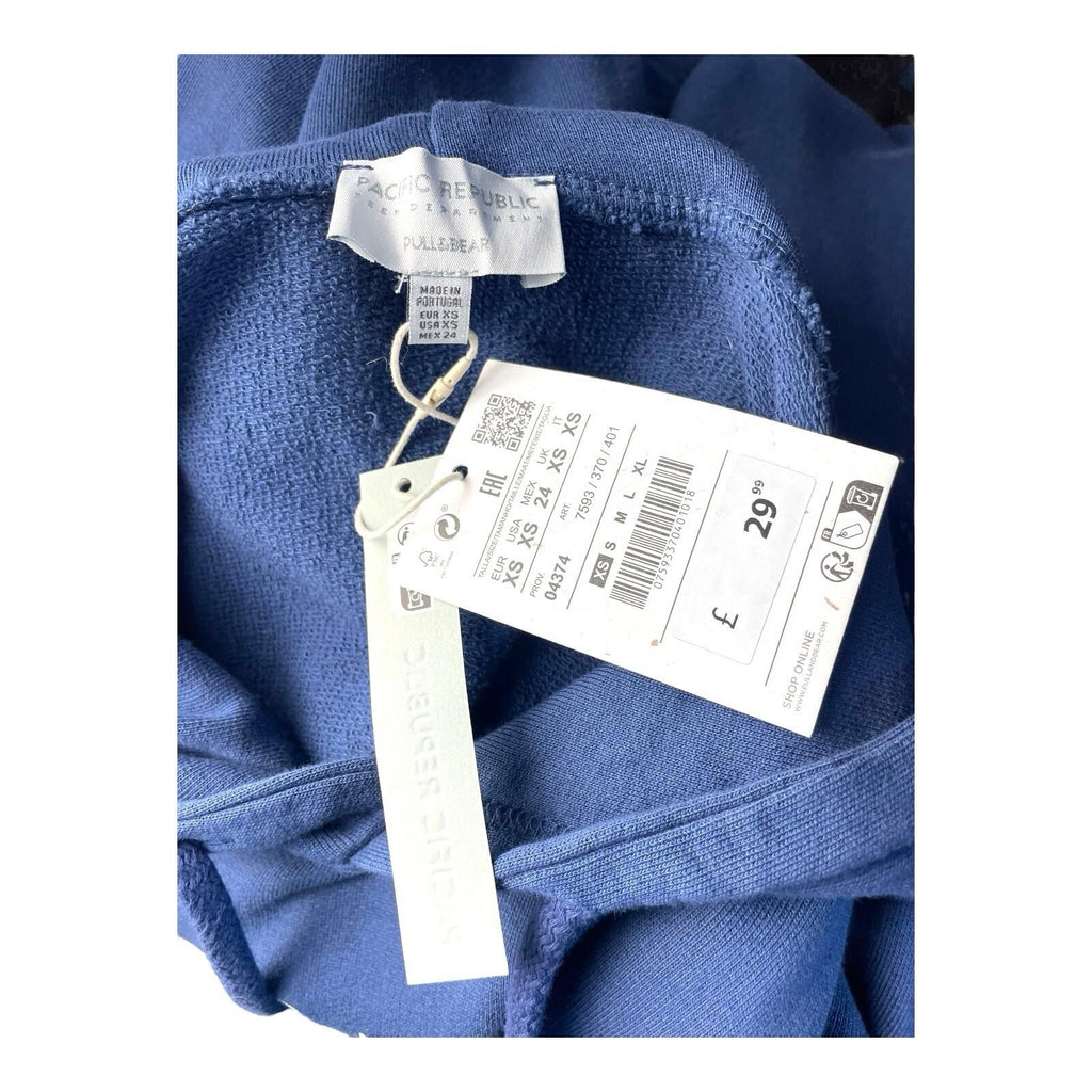 Pull&Bear Pacific Republic Navy Blue Boston Hoodie Oversized Women’s UK Size XS