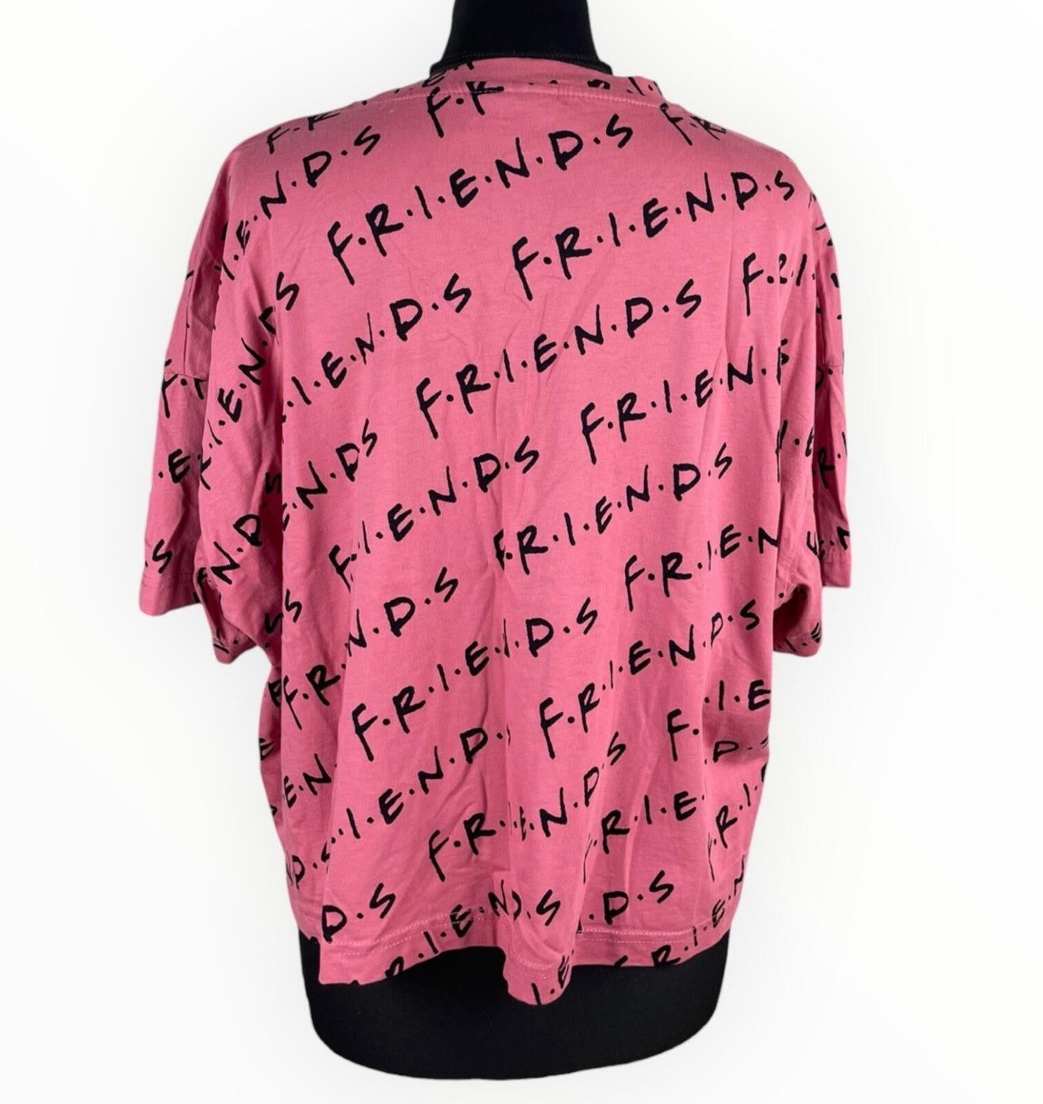 Friends Cropped T-Shirt Women’s UK Size 14 Short Sleeve Cotton Geometric Print