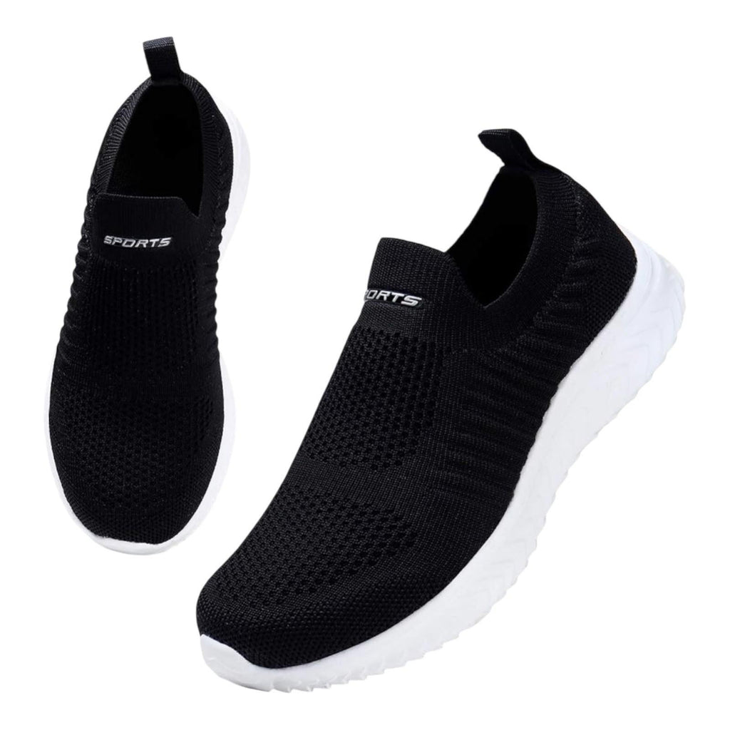 HKR Black Slip On Sports Shoes Trainers Memory Foam Mid Top UK Size 8 (EU 42)