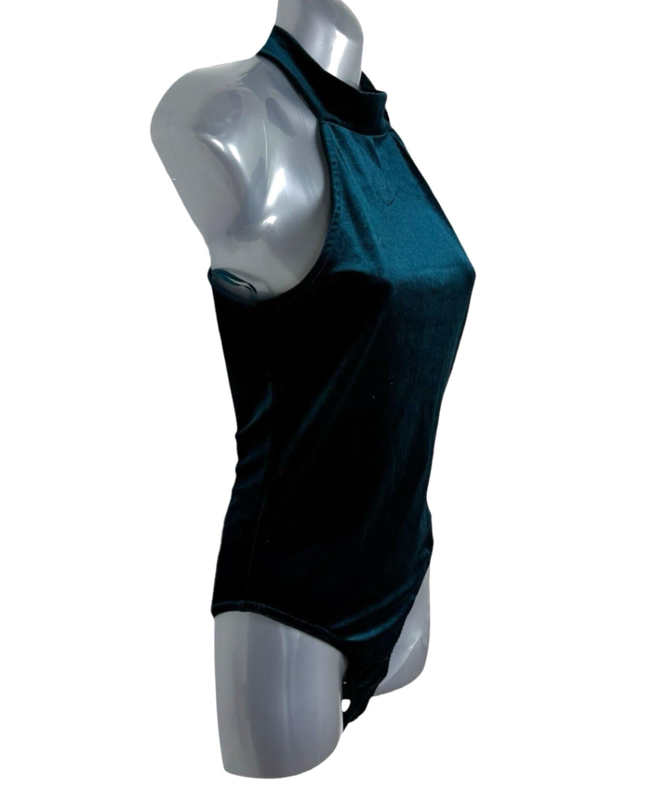 Miss Selfridge Velour Bodysuit Women’s UK Size 8 Sleeveless Green