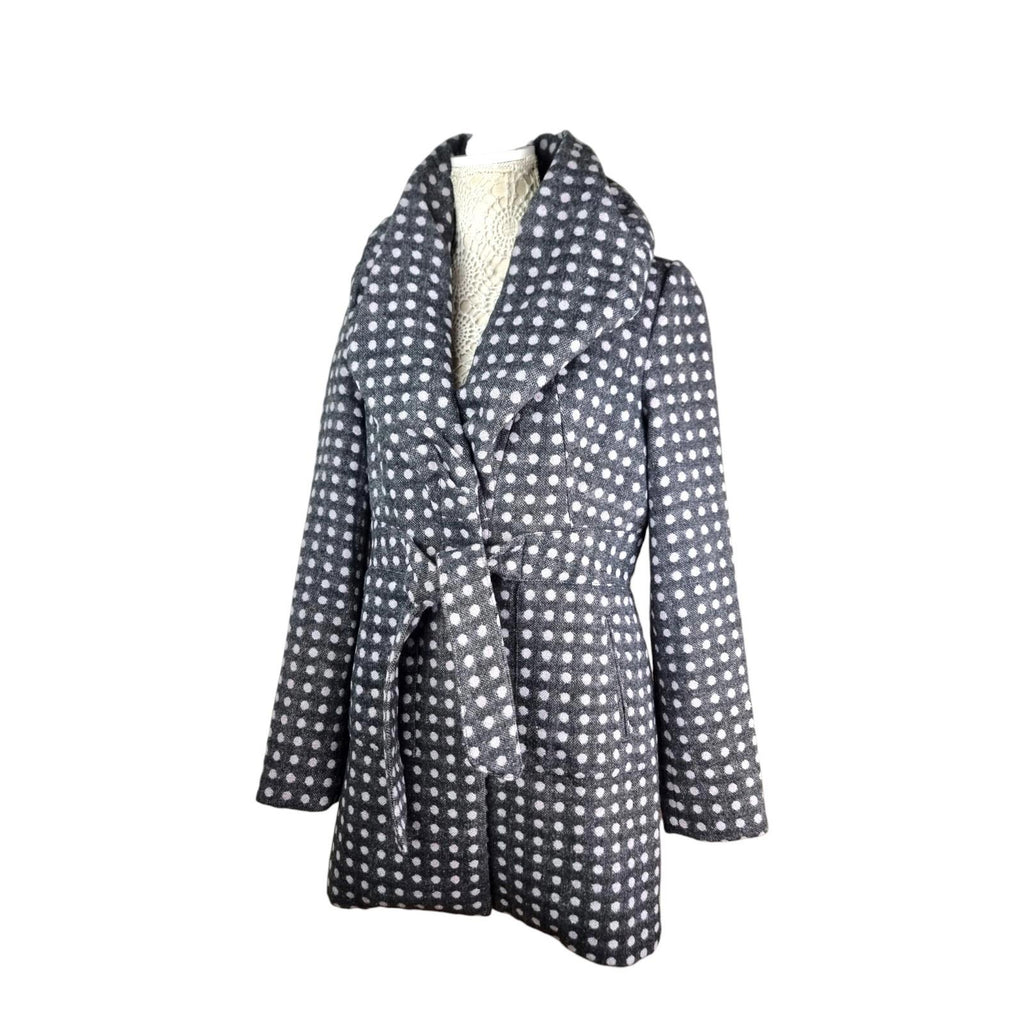 Ringspun Pink Polka Dot Grey Coat Women's UK Size M