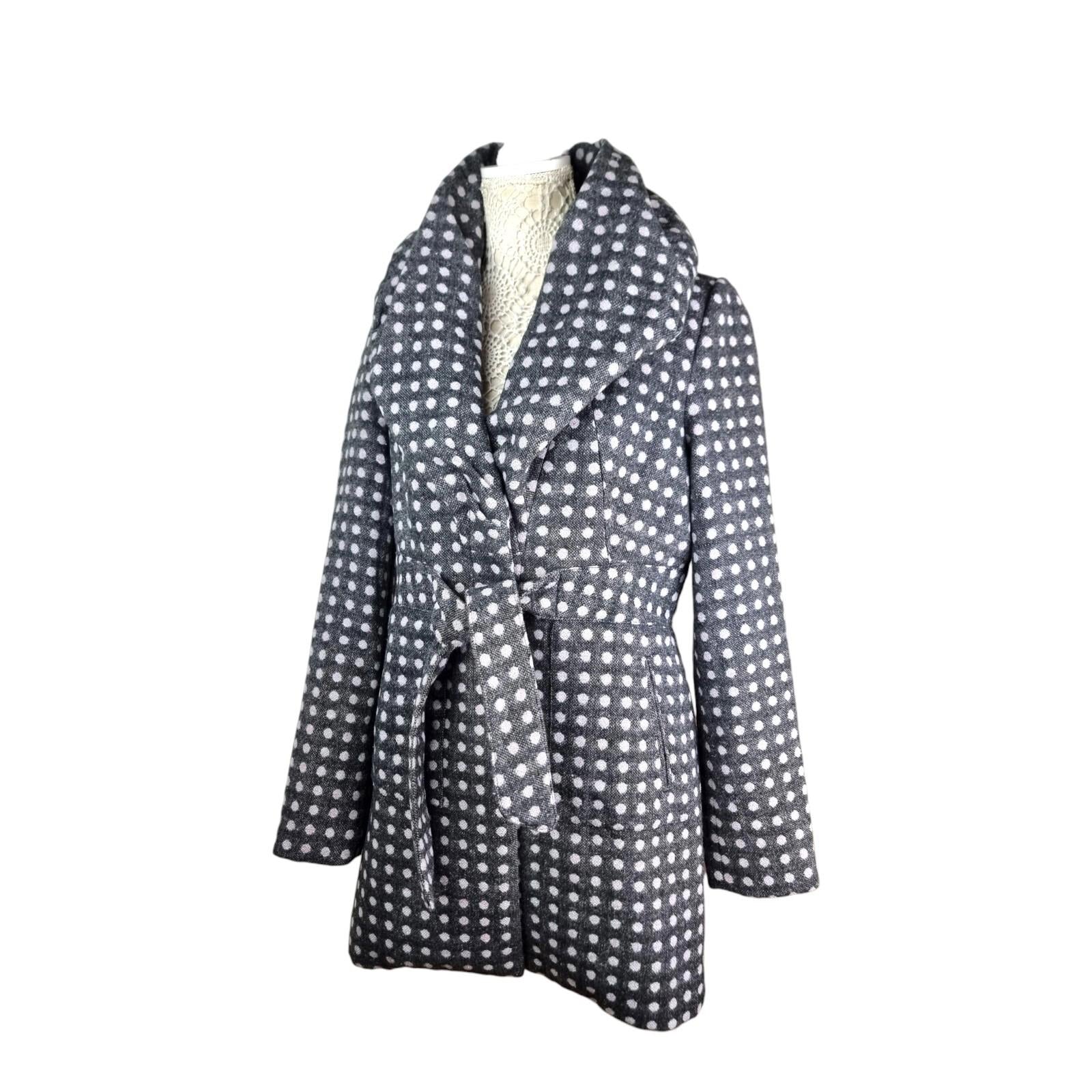 Ringspun Pink Polka Dot Grey Coat Women's UK Size M