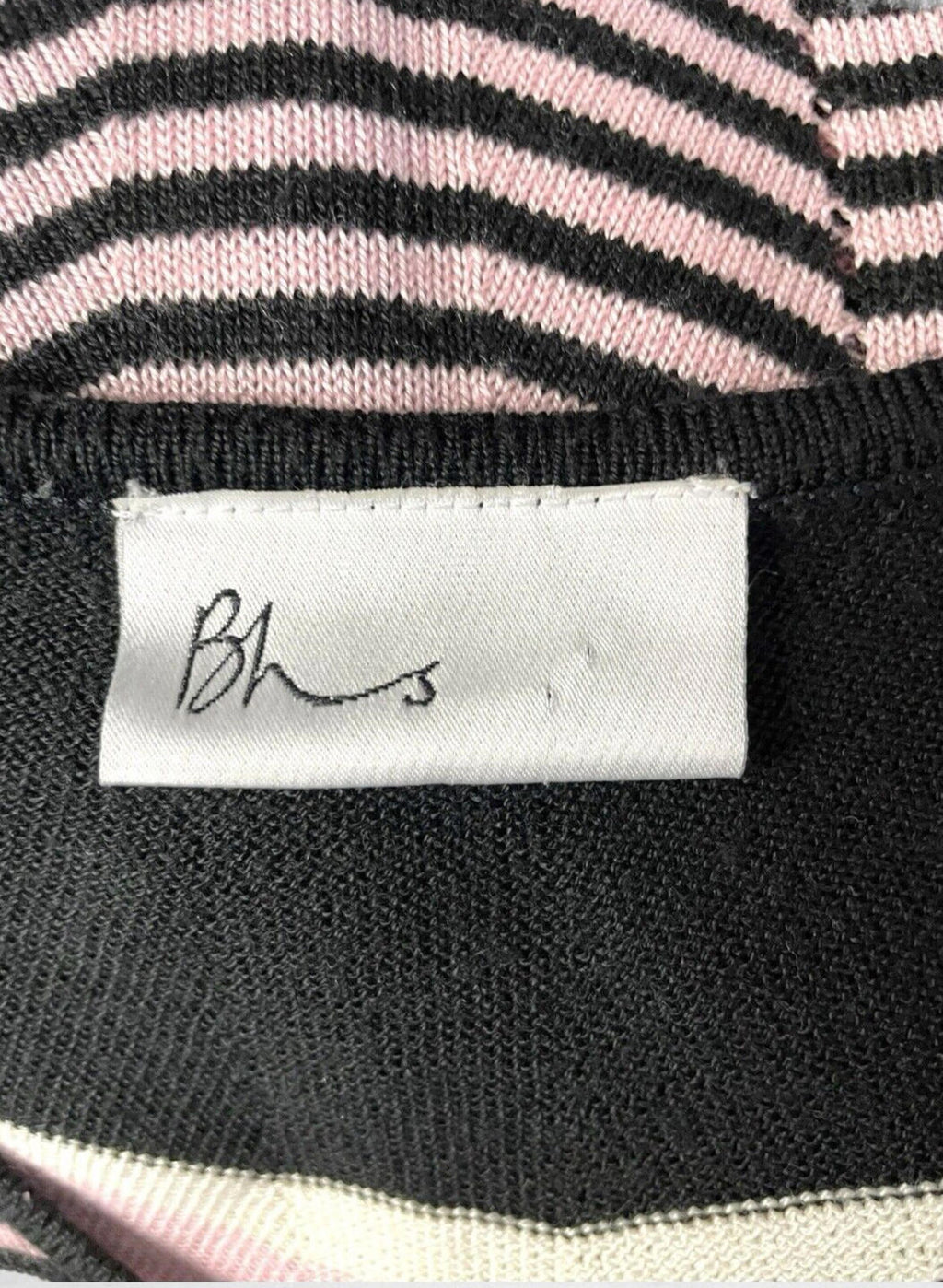 BHS Knit T-Shirt Blouse Top Women’s UK Size 14 Chevron Pattern Scoop Neck Trim
