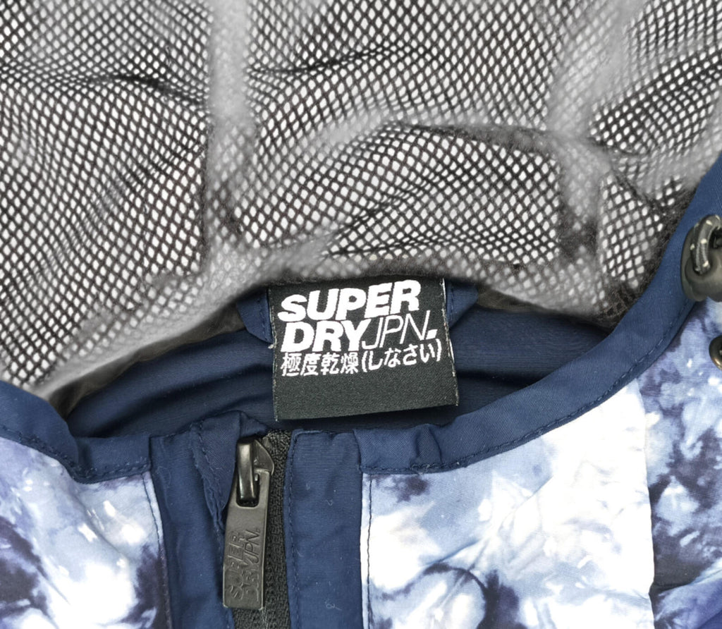 Superdry Cagoule Men's UK Size S Blue Overhead Floral Design 1/4 Zip Pocket