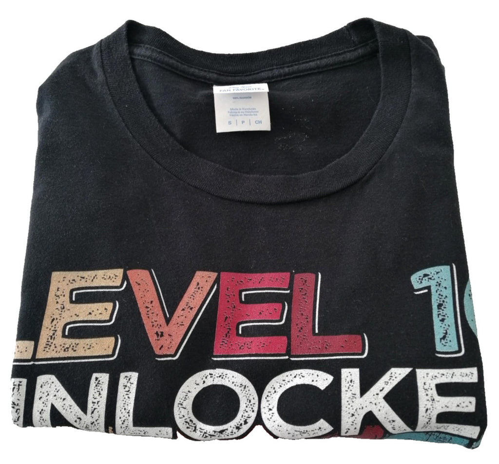 Gaming Console Birthday Teen Graphic Print T-Shirt Men's Size S Black Crew Neck