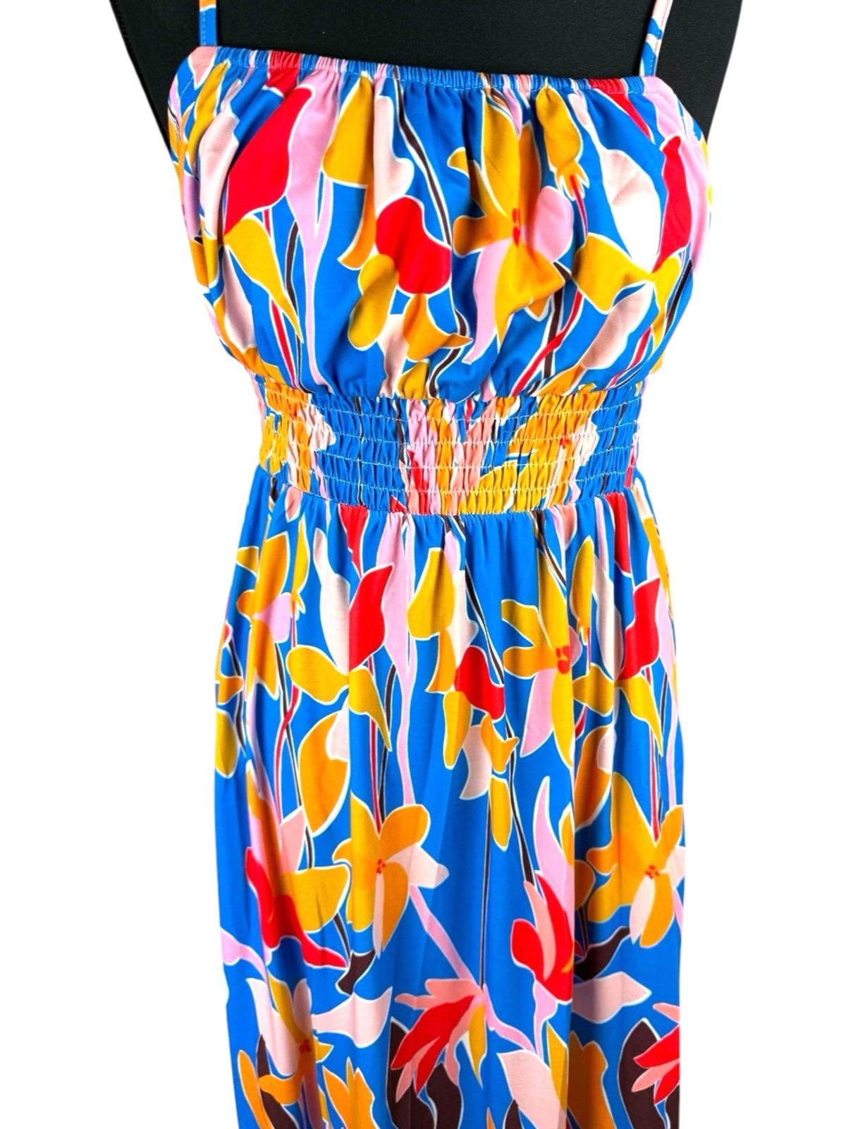 Grace Karin Maxi Dress Women’s UK Size S Bright Floral Smocked Summer
