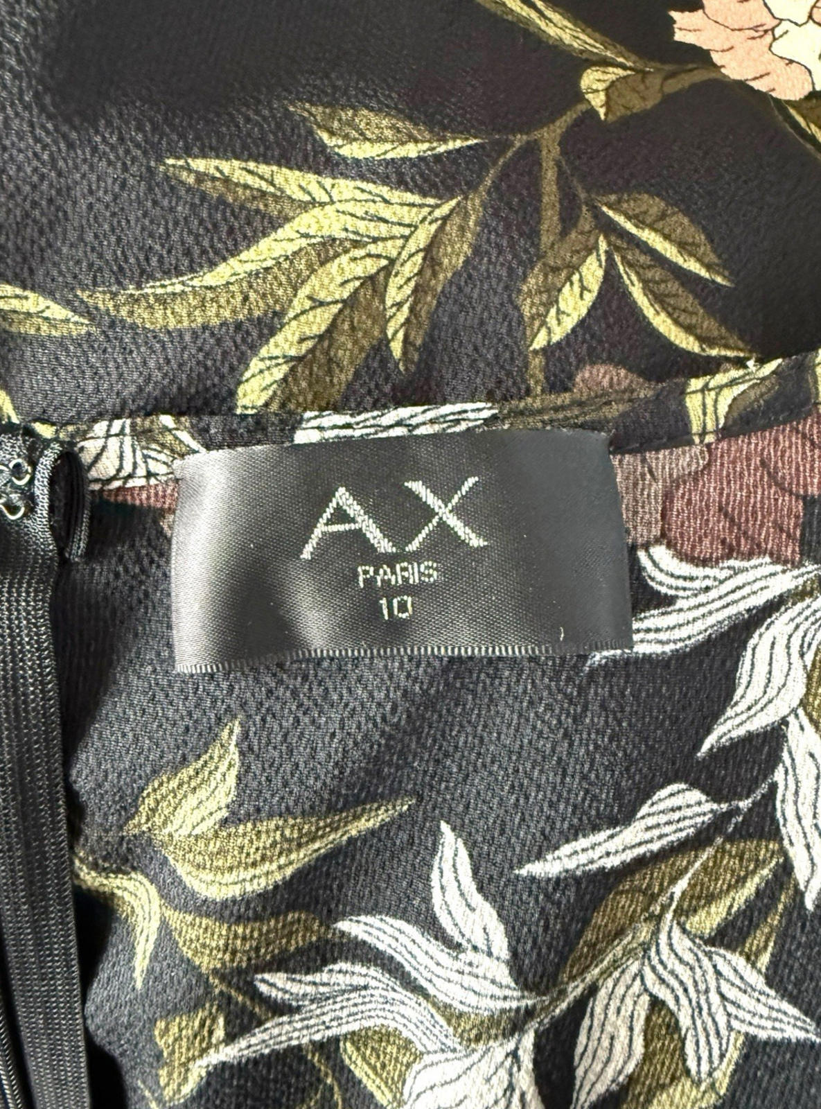 AX Paris Dress Black Floral Wrap Front Frill Knee Length Women’s UK Size 10