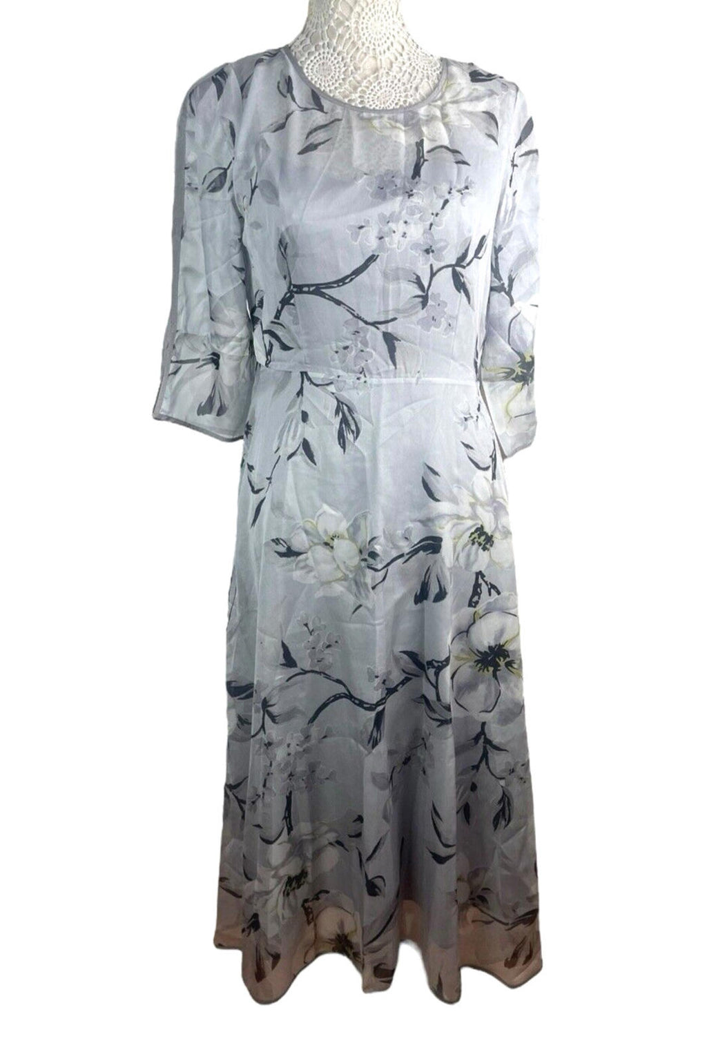 Floryday Maxi Dress Silver Floral Occasion Dress A Line Women’s UK Size S