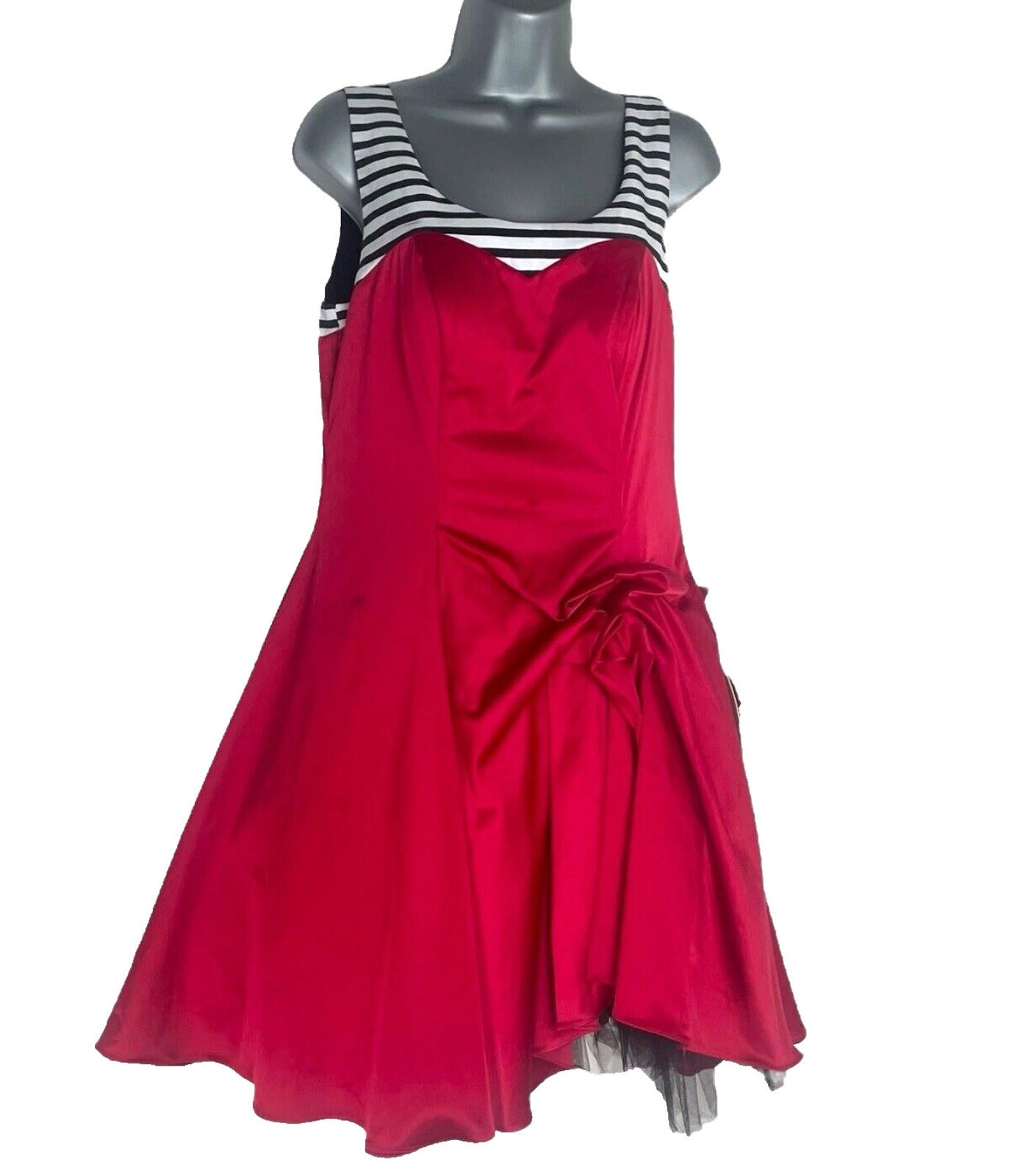 Forever Unique Dress Women’s UK Size 12 Red Layered Ruffle Summer Knee Length