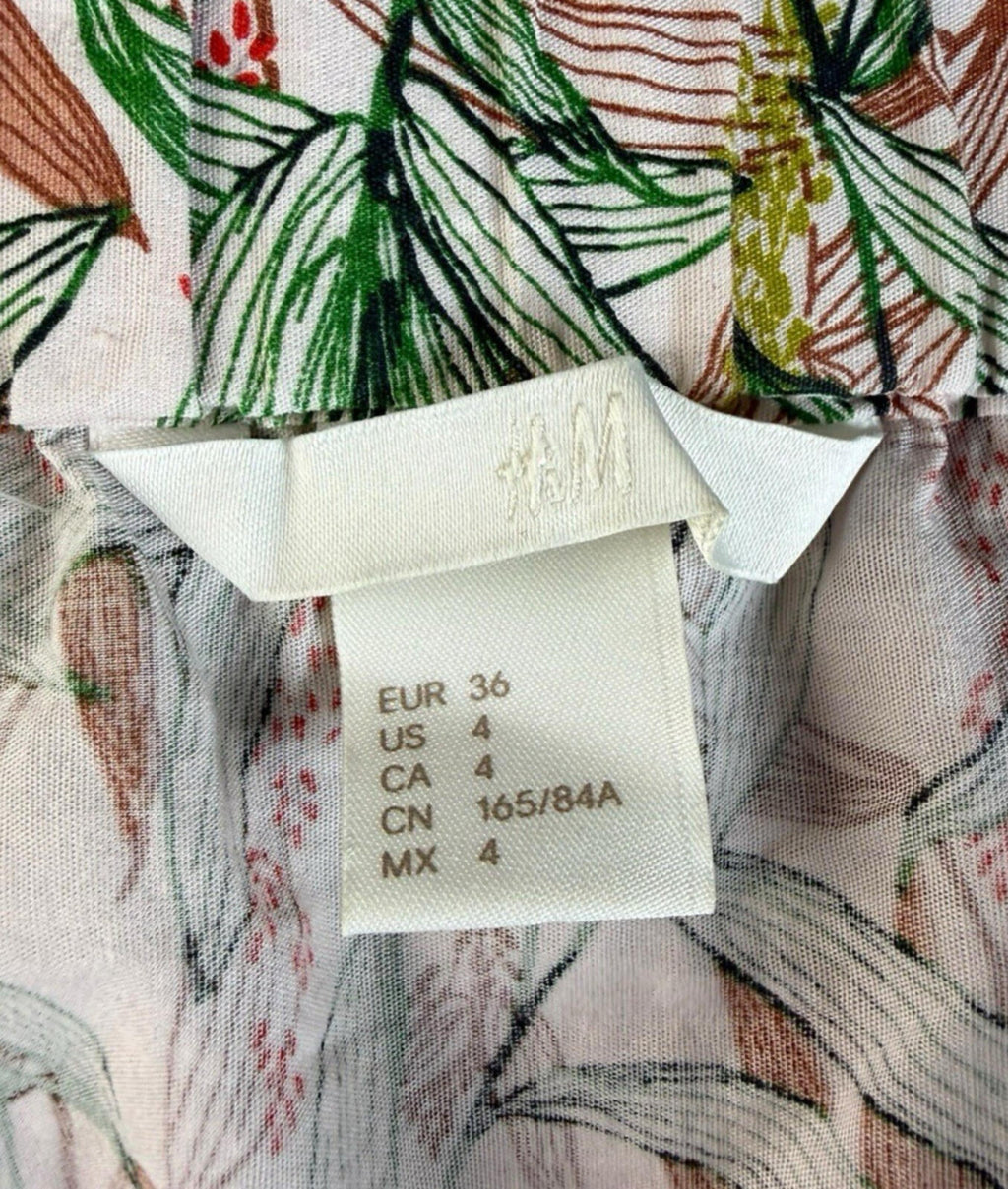 H&M Off Shoulder Mini Dress Women’s UK Size 8 Flare Sleeve Tropical Leaf Print