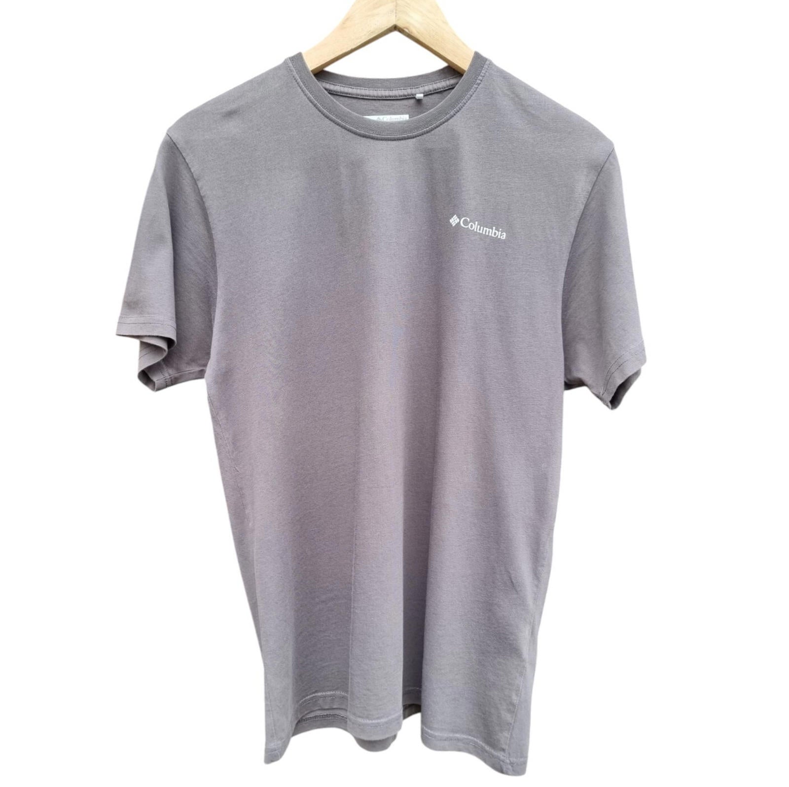 Columbia T-Shirt Grey Jersey Crew Neck Men's UK Size Small Front Back Print