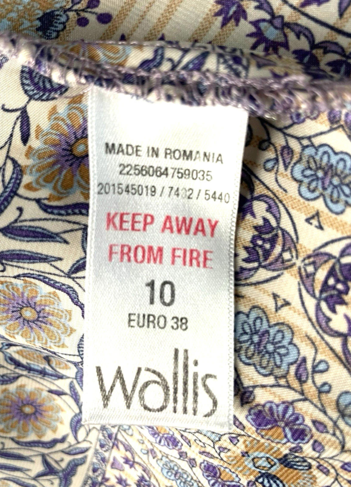 Wallis Satin Tunic Top Women’s UK Size 10 Paisley 3/4 Blouson Sleeves V-Neckline