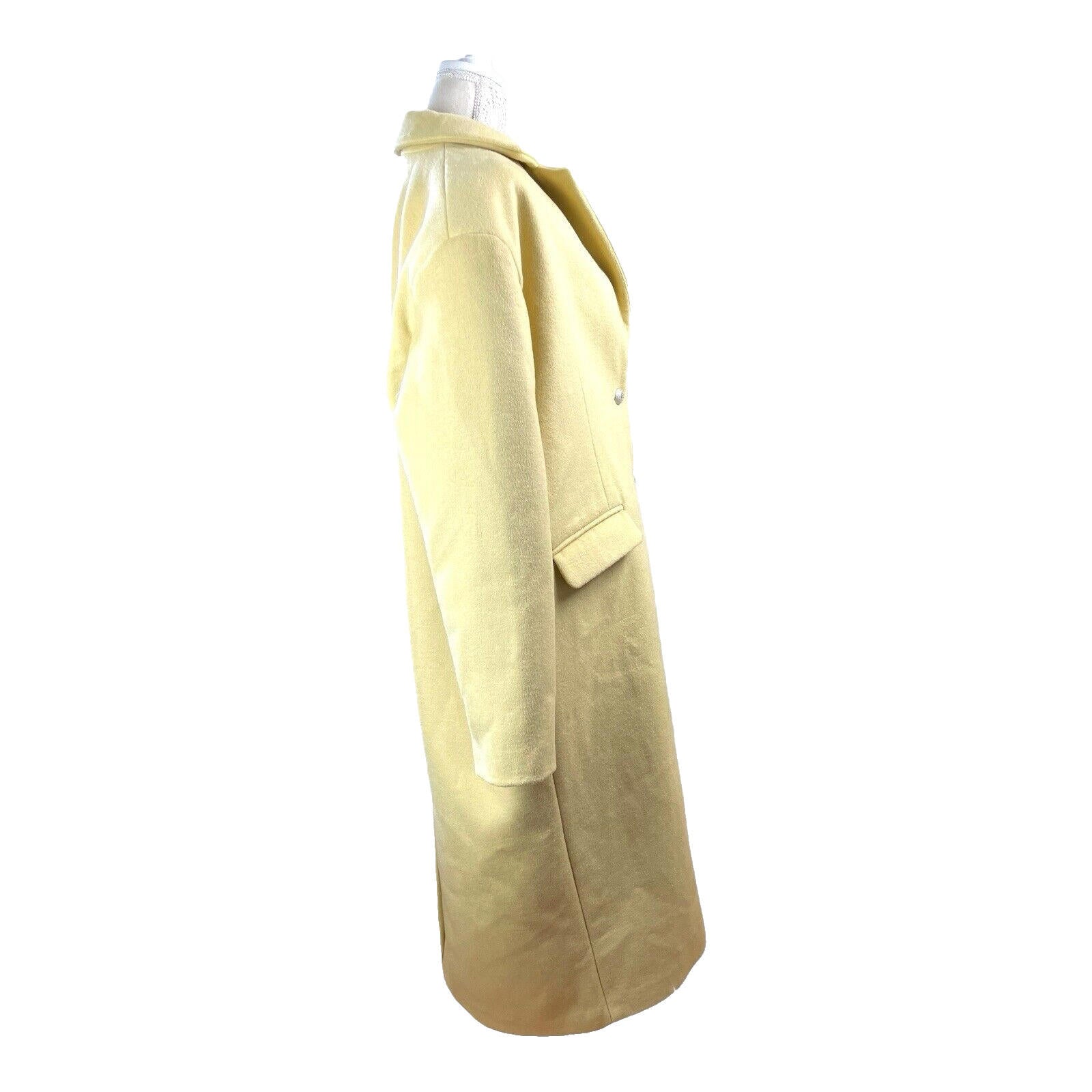 Riverland Overcoat Faux Wool Pale Yellow Oversized Long Women’s UK Size 16